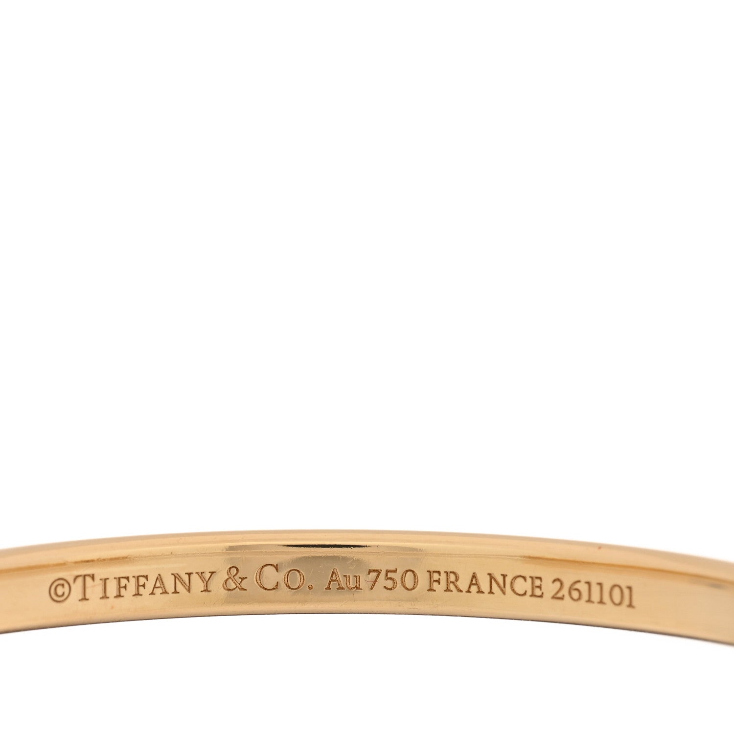 18K Yellow White Gold Lock Narrow Bangle Bracelet — view 3