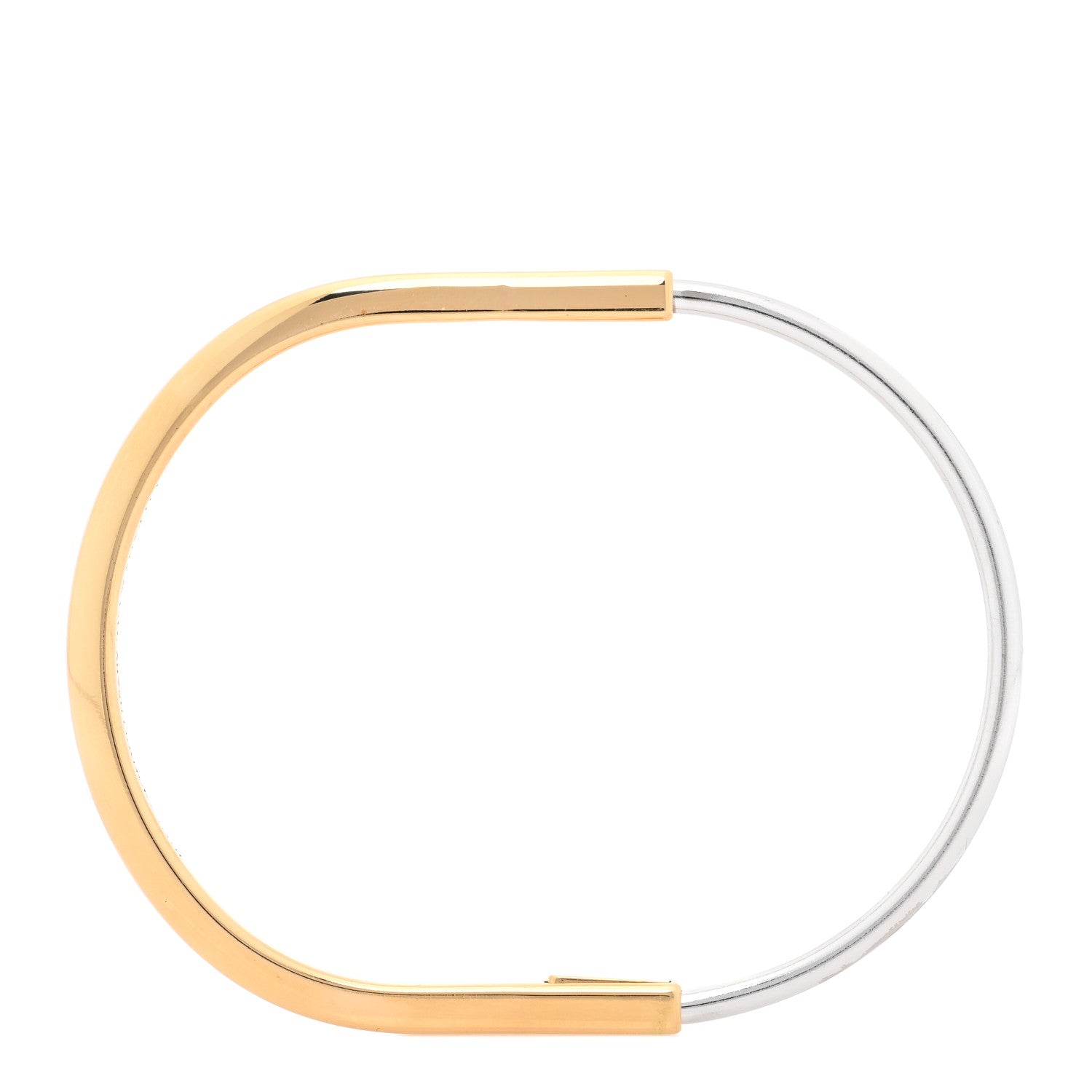 18K Yellow White Gold Lock Narrow Bangle Bracelet — view 4