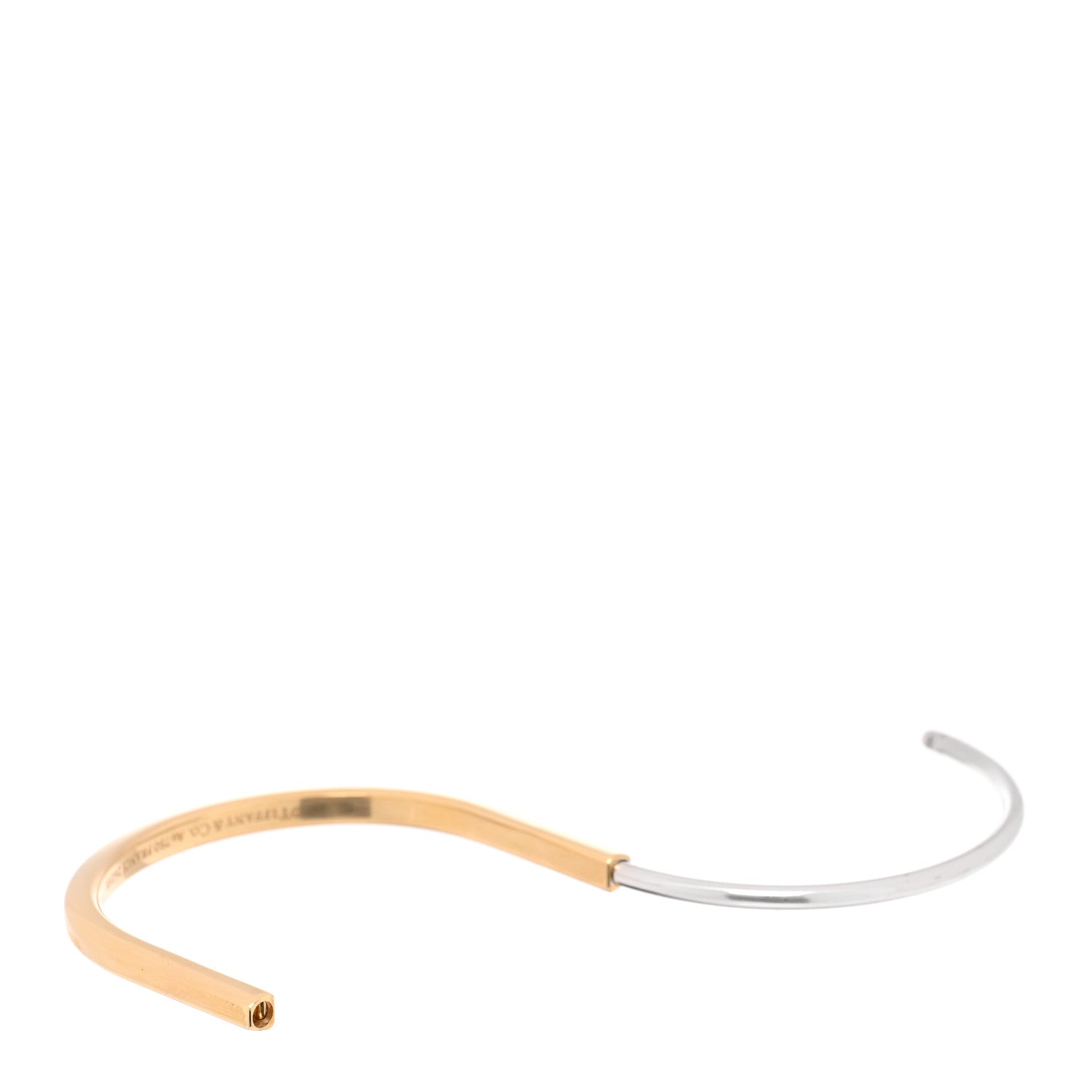18K Yellow White Gold Lock Narrow Bangle Bracelet — view 5