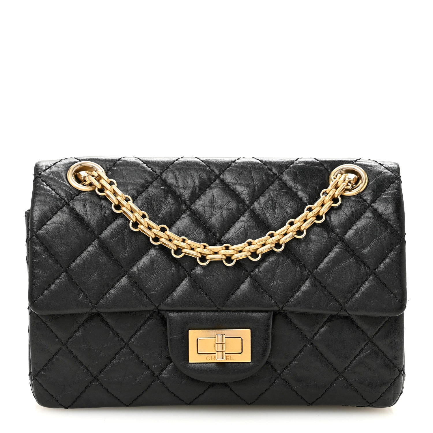 Aged Calfskin Quilted 2.55 Reissue Mini Flap Black