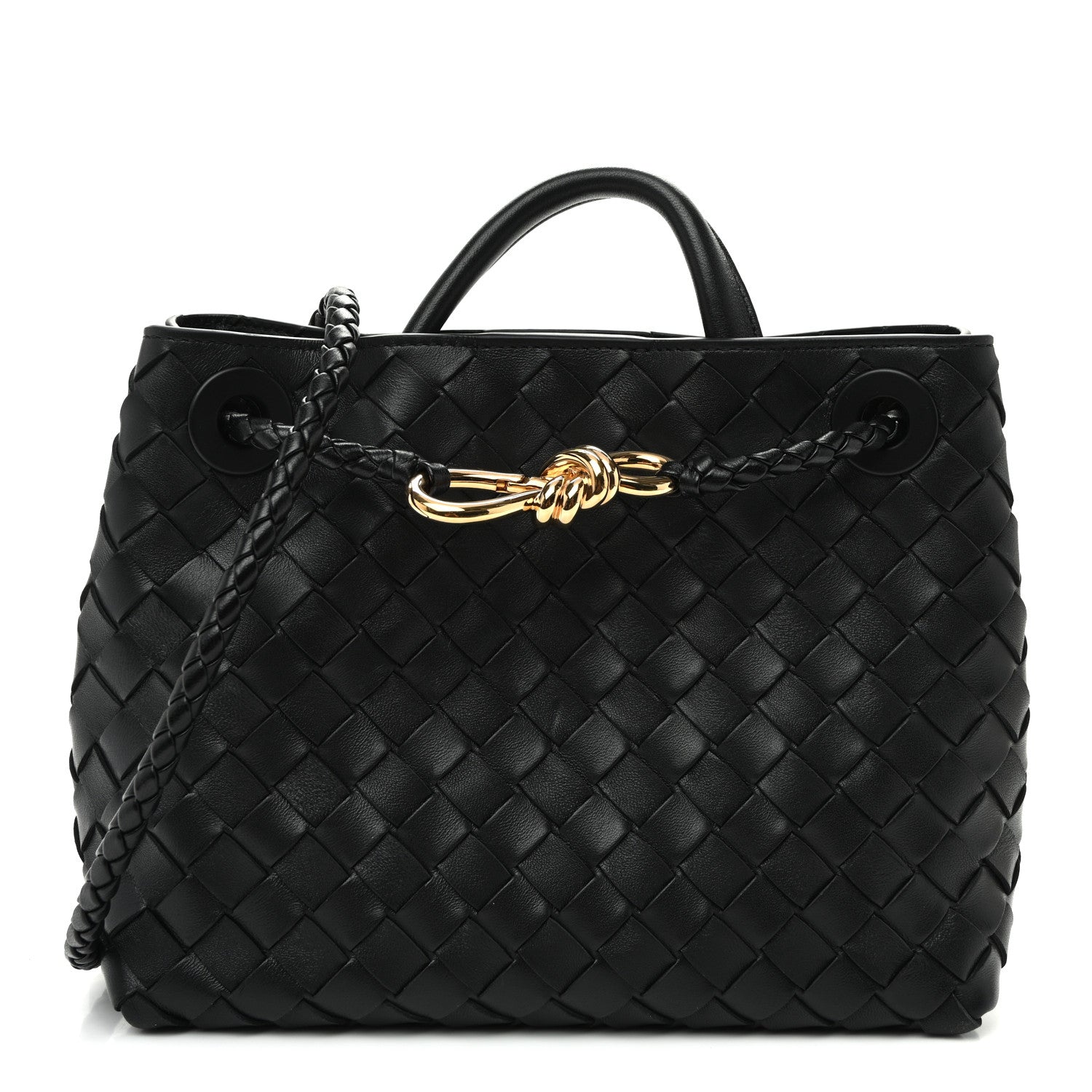 Nappa Intrecciato Small Andiamo Shoulder Bag Black