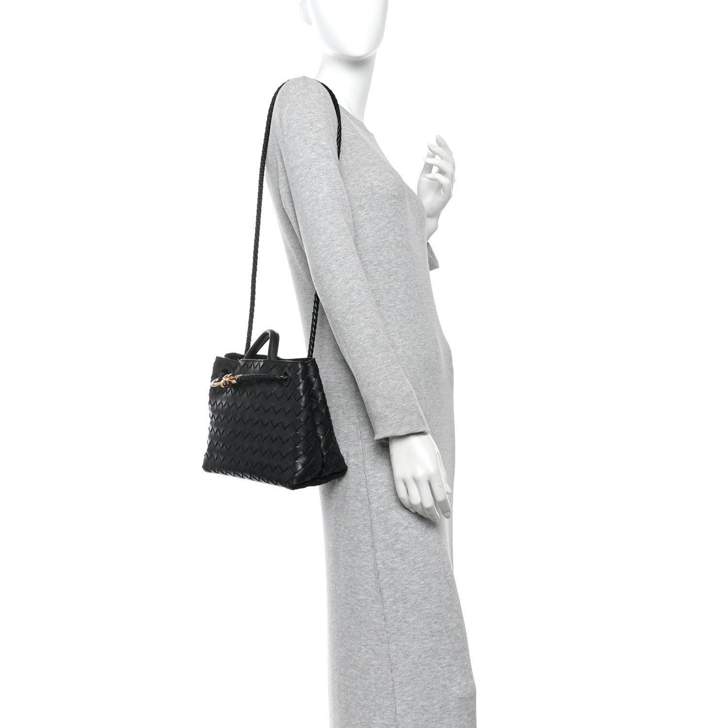 Nappa Intrecciato Small Andiamo Shoulder Bag Black — view 2