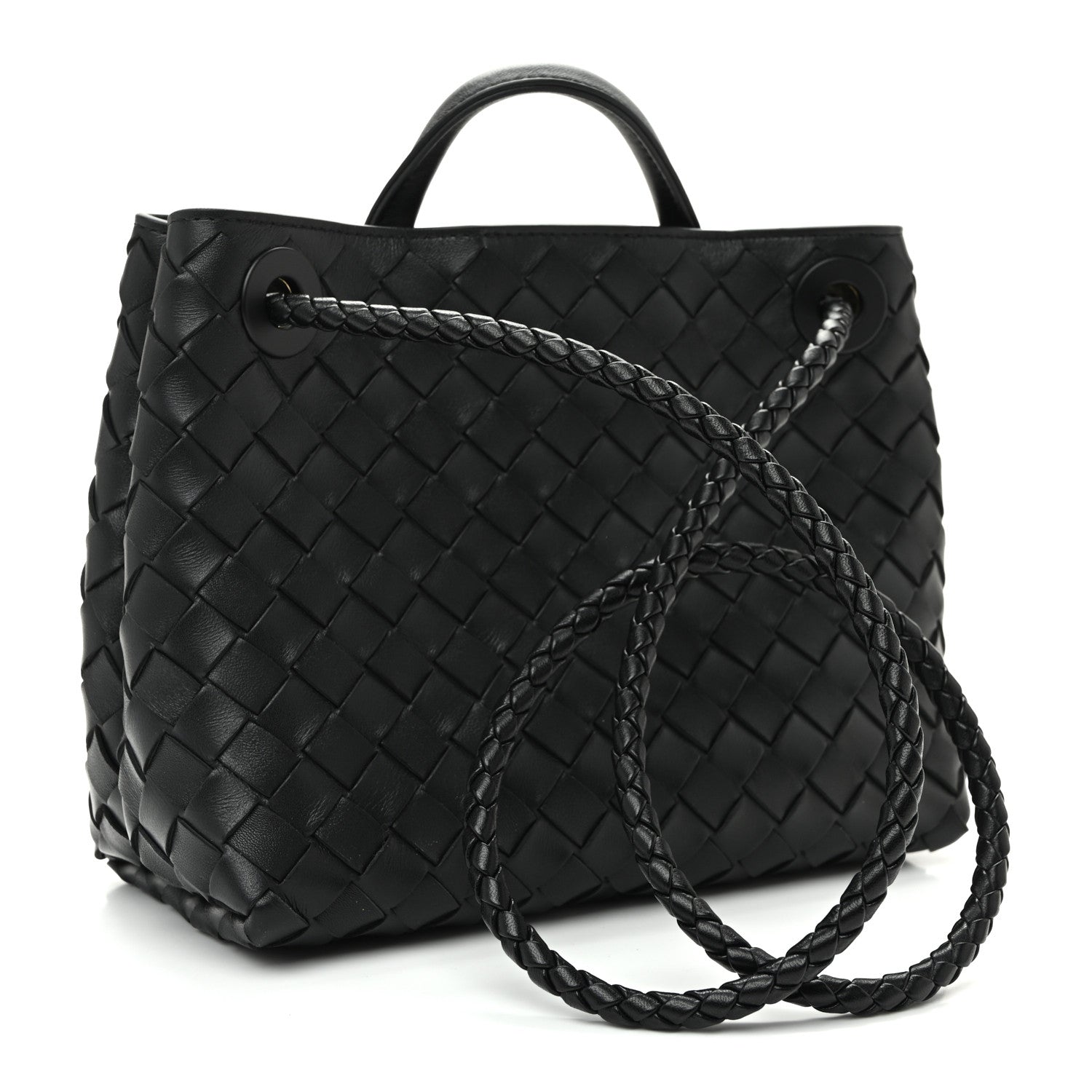 Nappa Intrecciato Small Andiamo Shoulder Bag Black — view 3