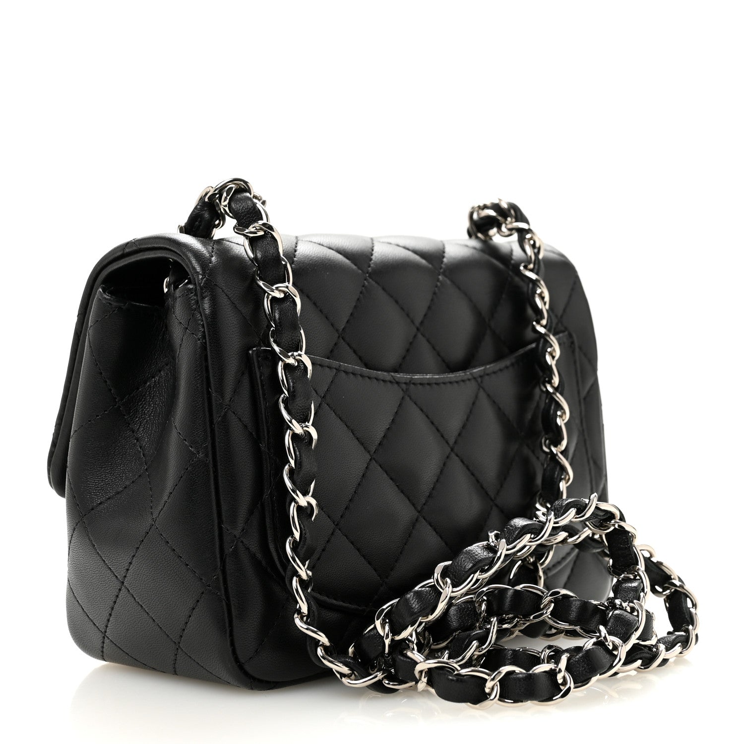 Lambskin Quilted Mini Square Flap Black — view 3
