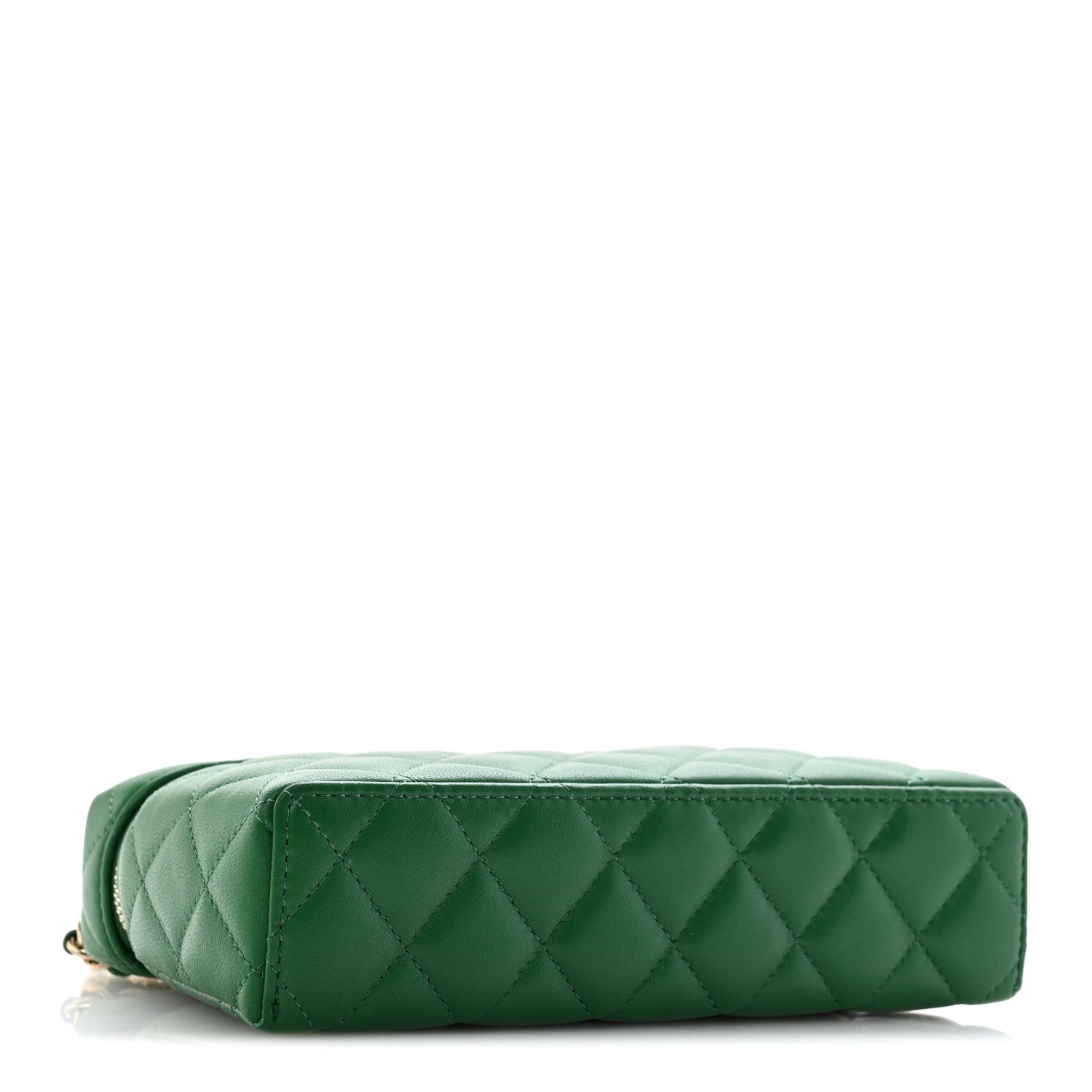 Lambskin Quilted Top Handle Slim Vanity With Chain Green — view 4