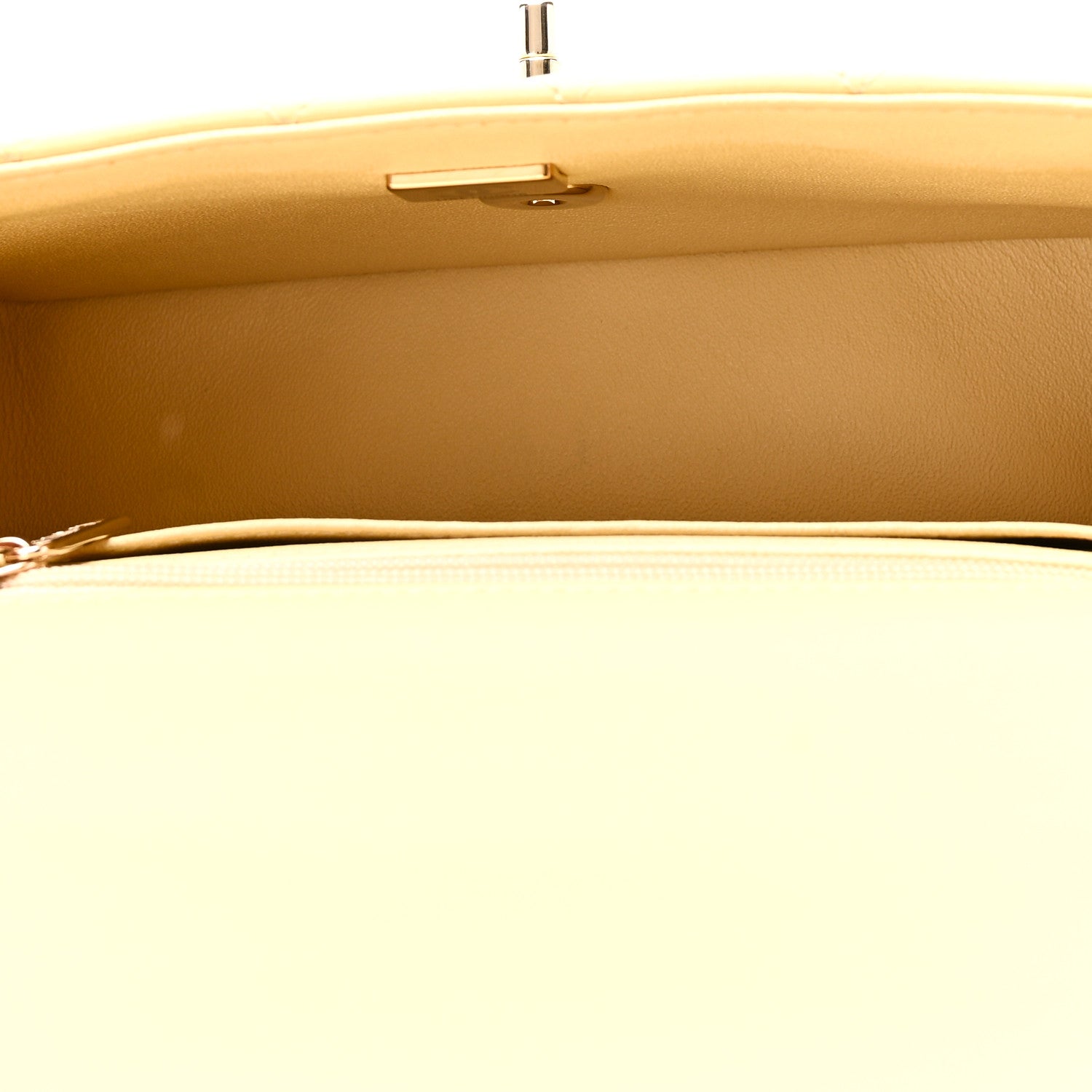 Lambskin Quilted Mini Top Handle Rectangular Flap Yellow — view 5