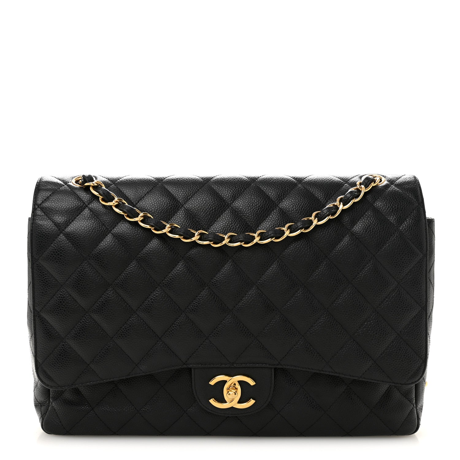Caviar Quilted Maxi Double Flap Black