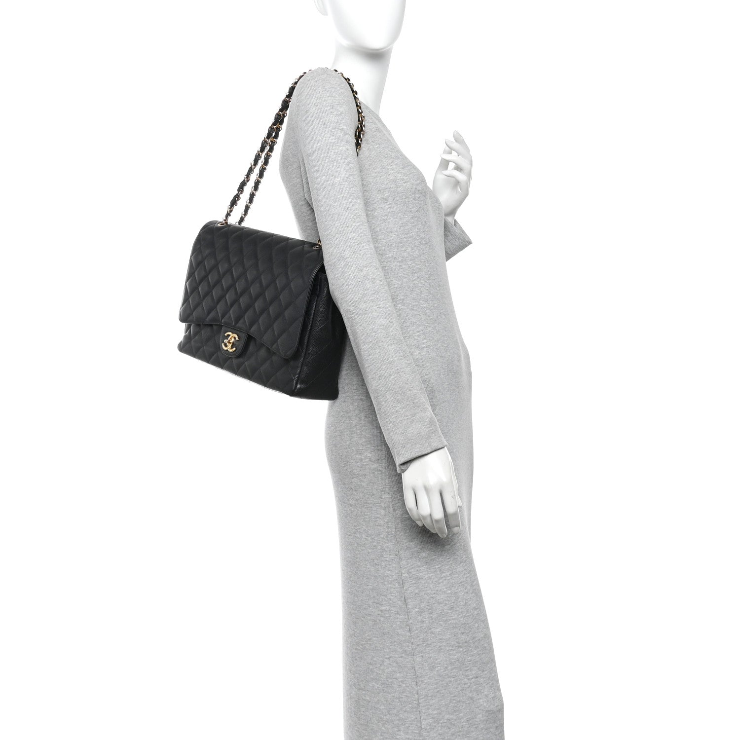 Caviar Quilted Maxi Double Flap Black — view 2