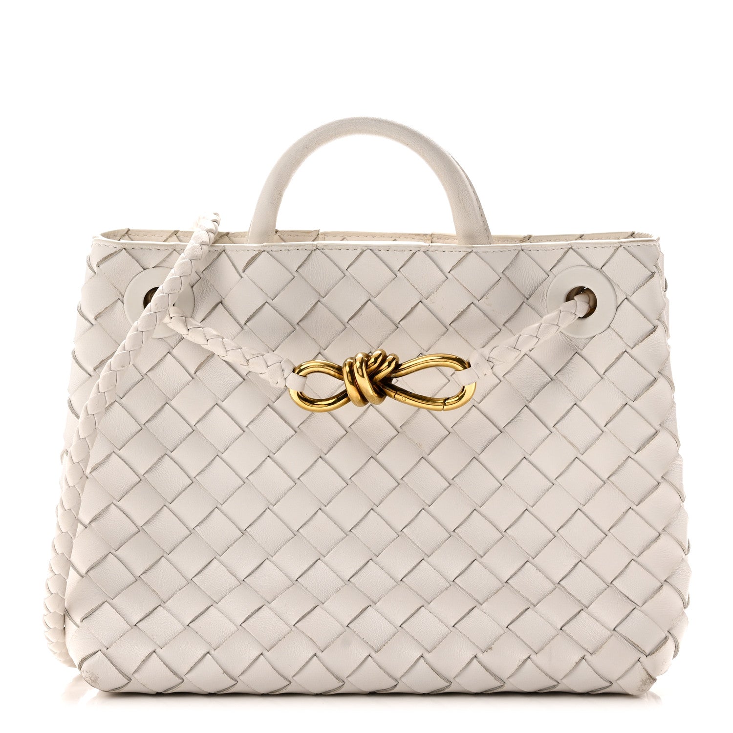 Nappa Intrecciato Small Andiamo Shoulder Bag White