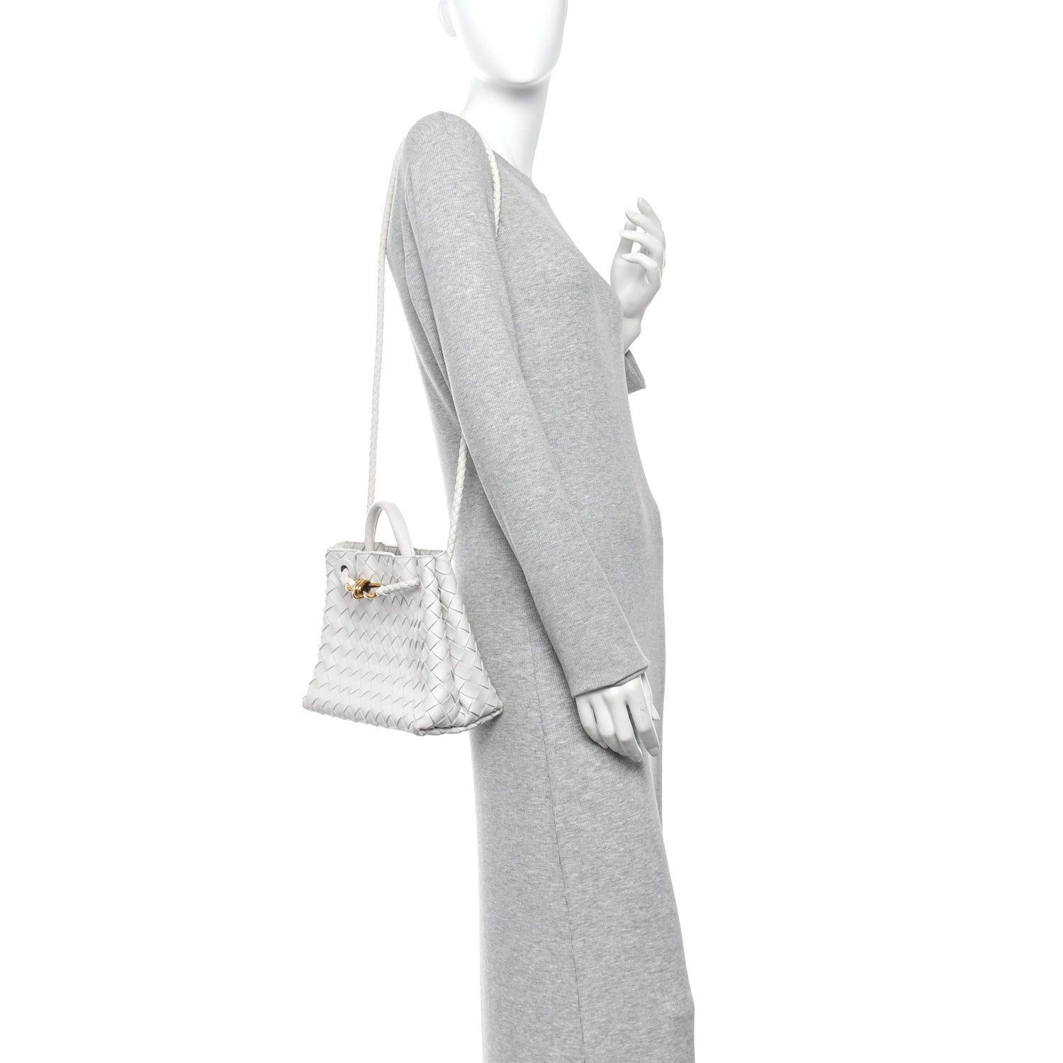 Nappa Intrecciato Small Andiamo Shoulder Bag White — view 2