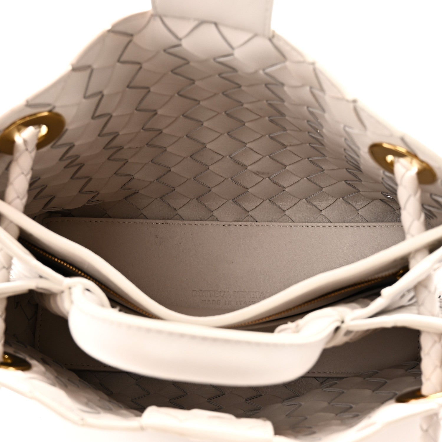 Nappa Intrecciato Small Andiamo Shoulder Bag White — view 5