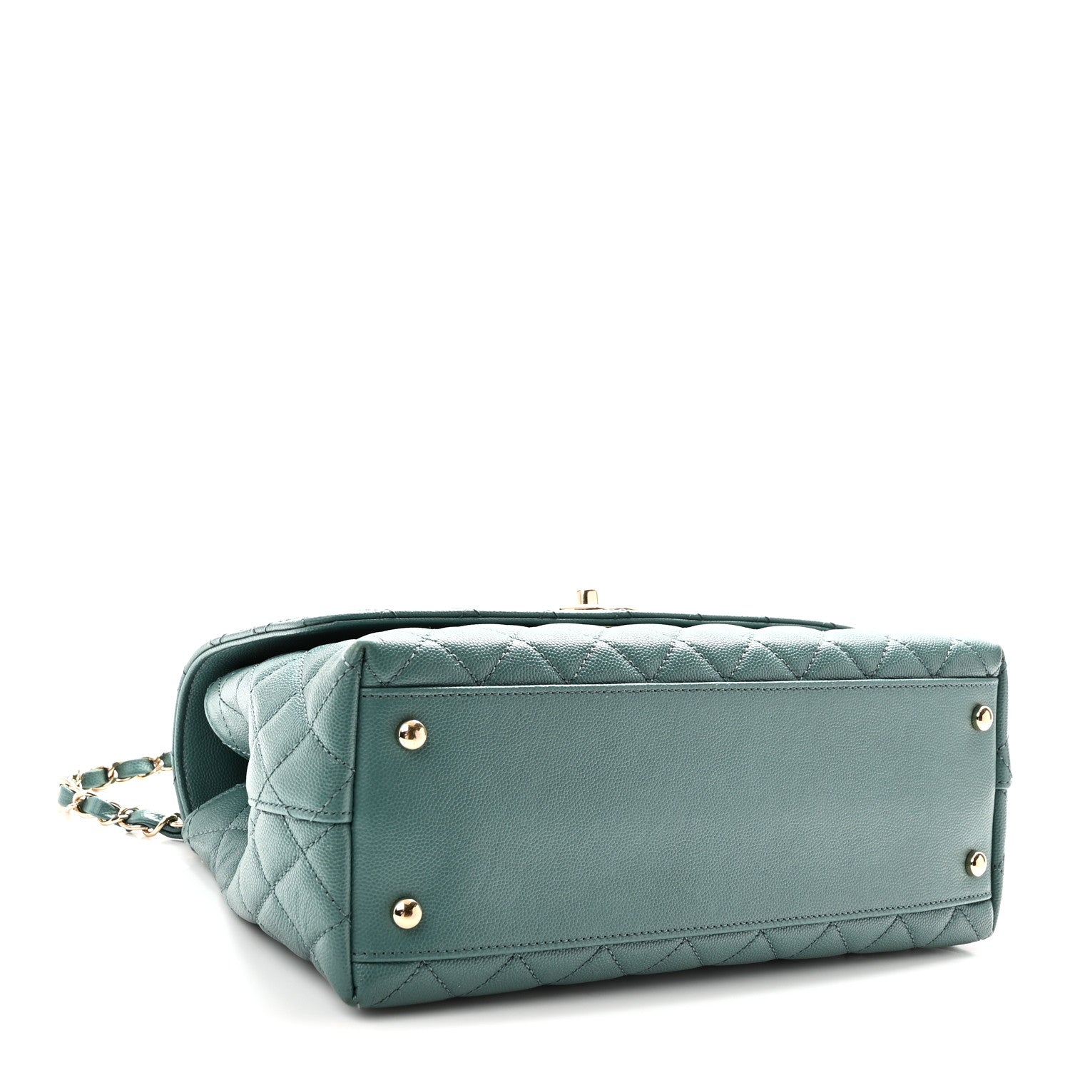 Caviar Quilted Lizard Embossed Small Coco Handle Flap Green — view 5