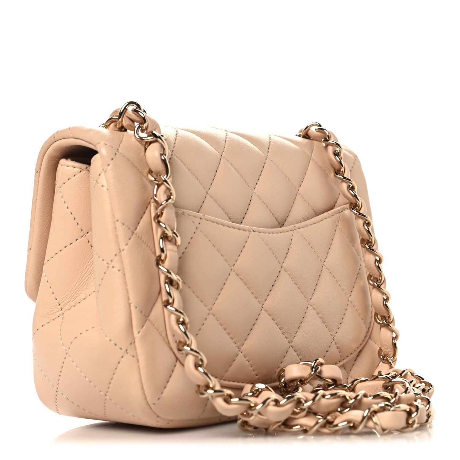 Lambskin Quilted Mini Square Flap Beige — view 3