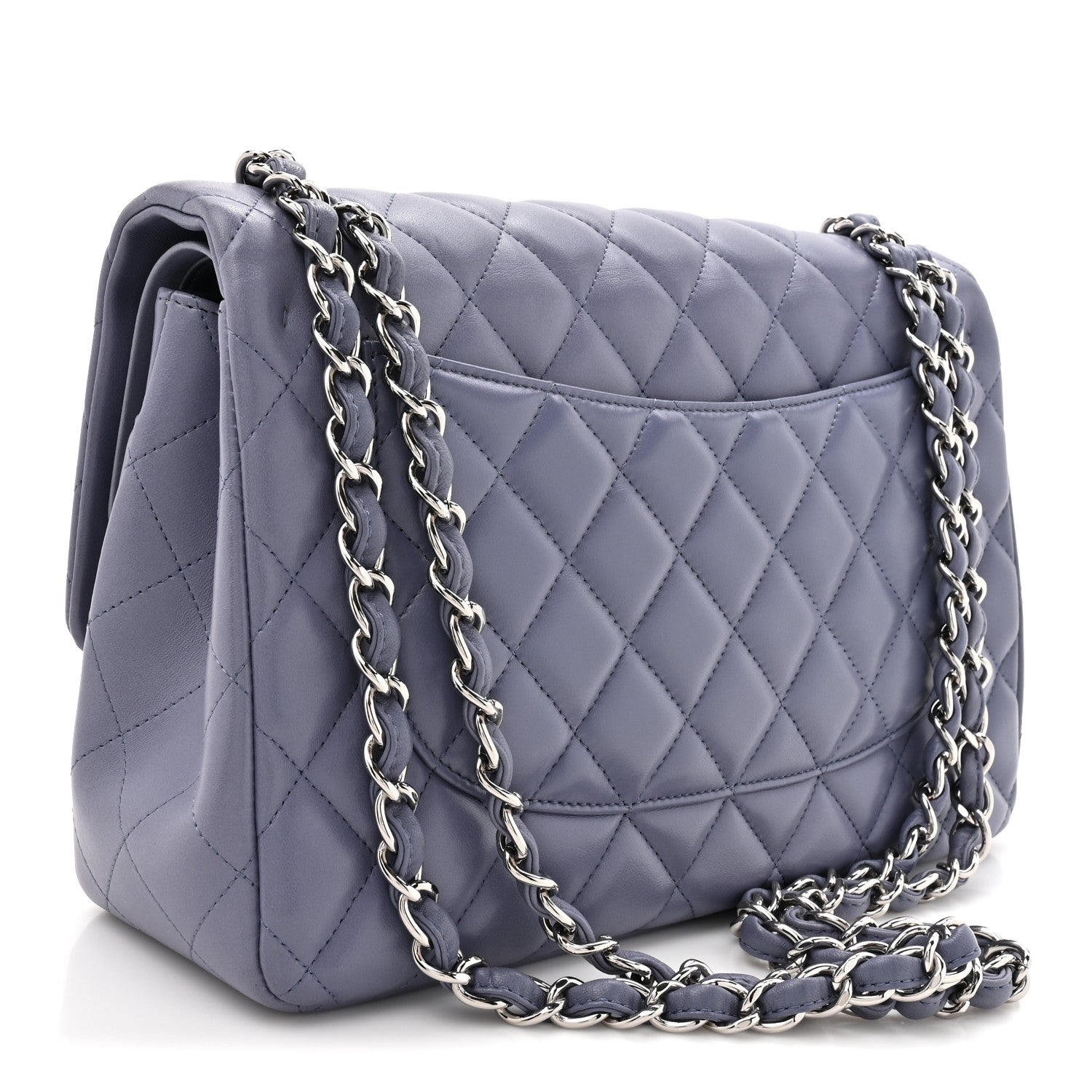 Lambskin Quilted Jumbo Double Flap Light Purple — view 3