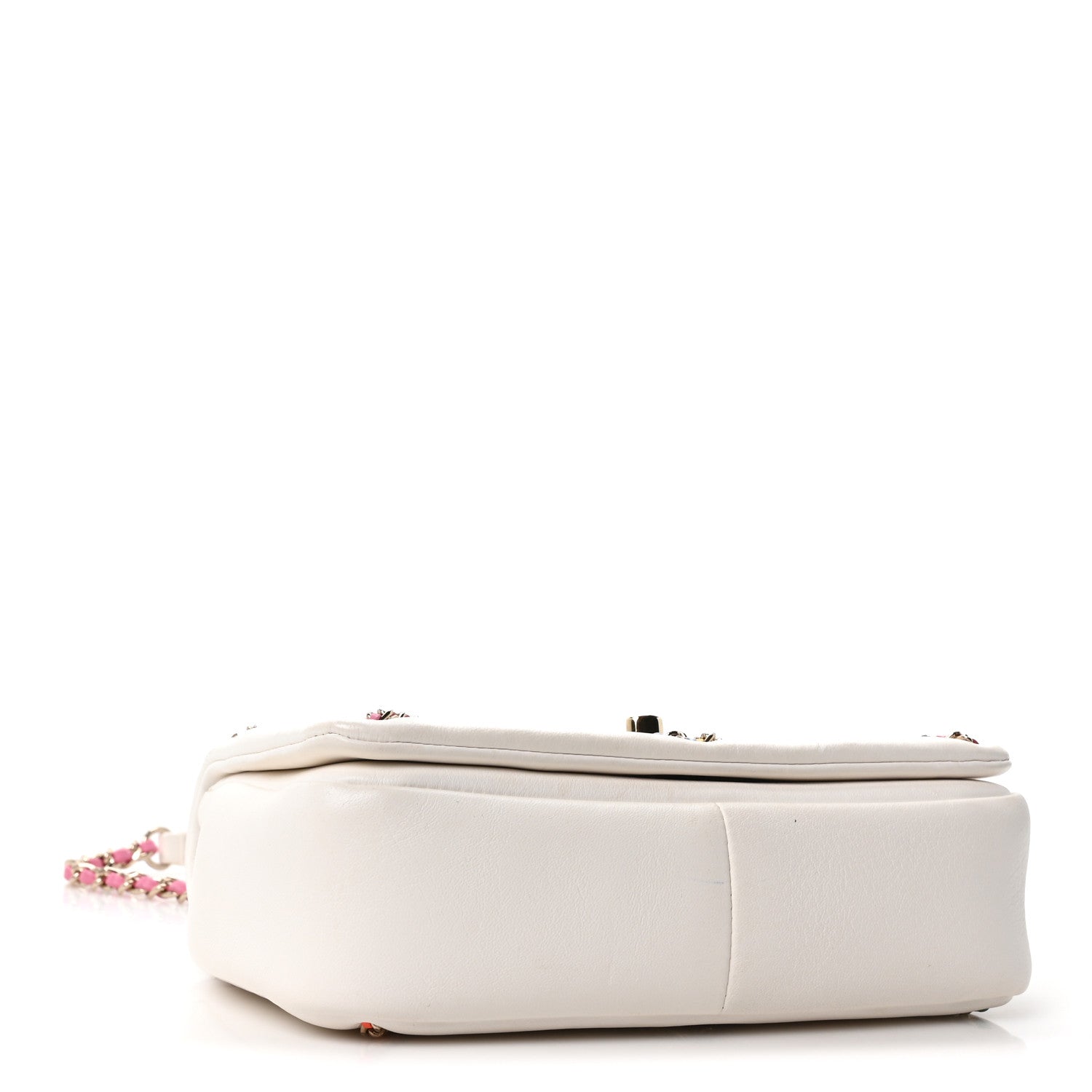 Lambskin Small Entwined Chain Flap White Multicolor — view 4