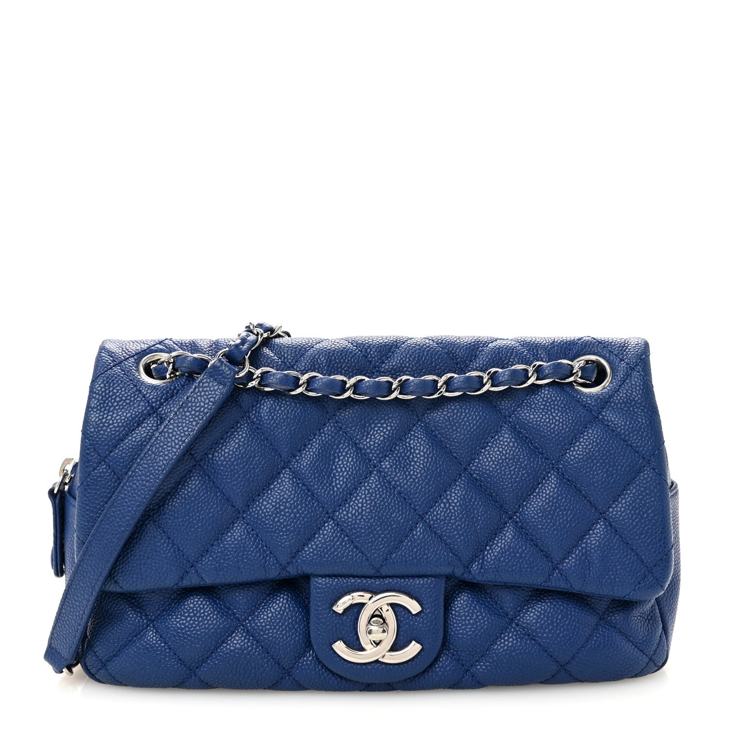 Caviar Quilted Medium Easy Flap Blue