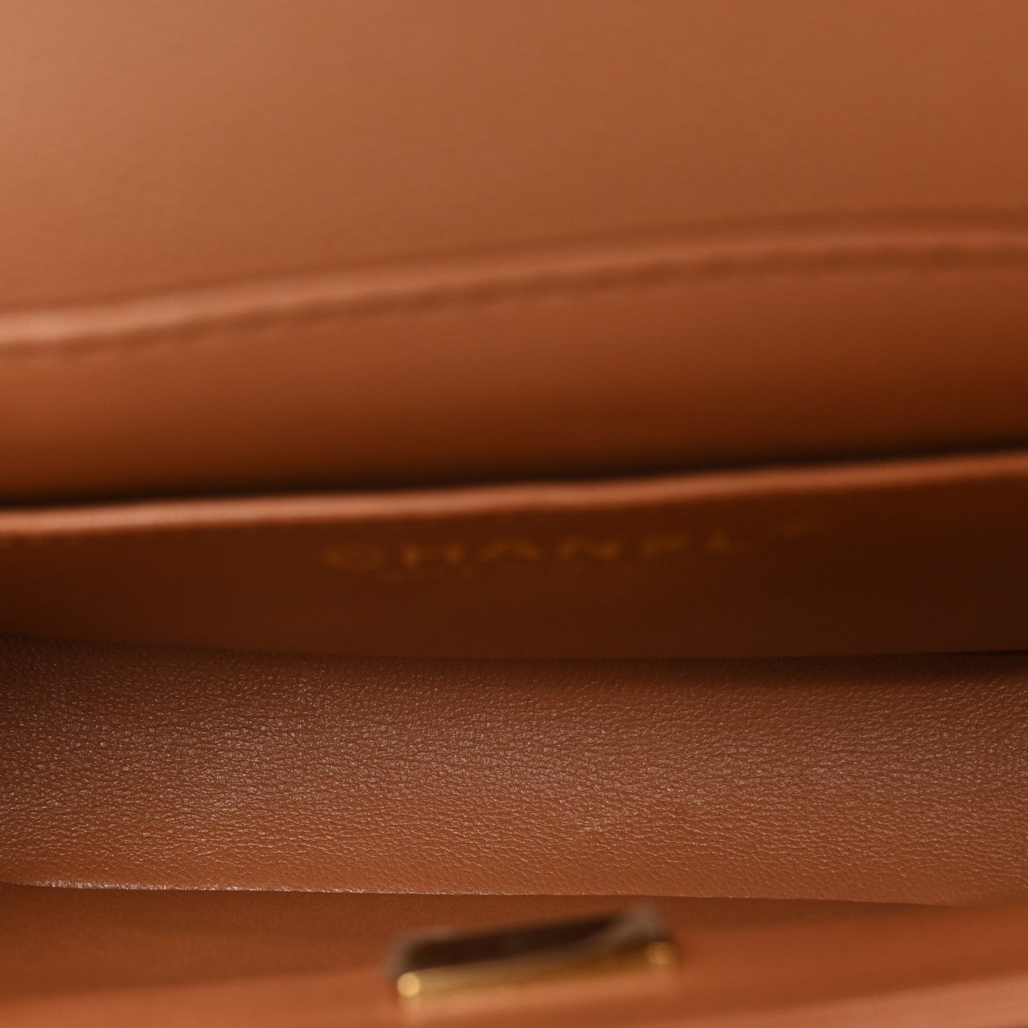 Shiny Caviar Quilted Mini Top Handle Flap Bag Camel — view 5