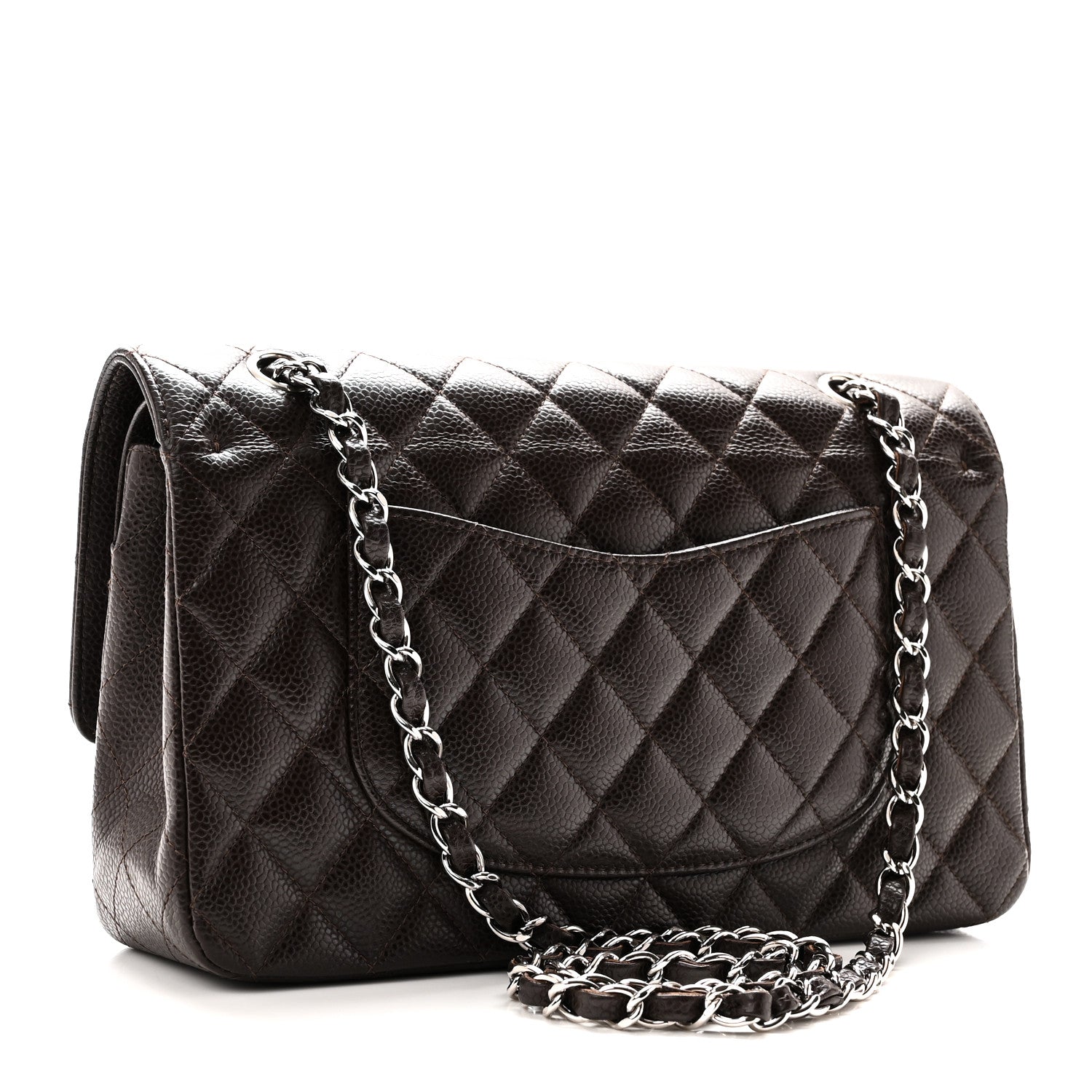 Caviar Quilted Medium Double Flap Brown — view 3