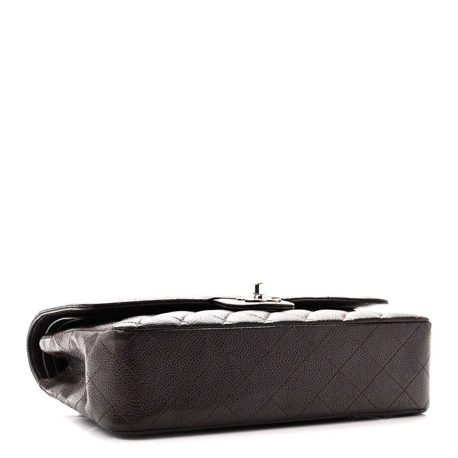 Caviar Quilted Medium Double Flap Brown — view 4