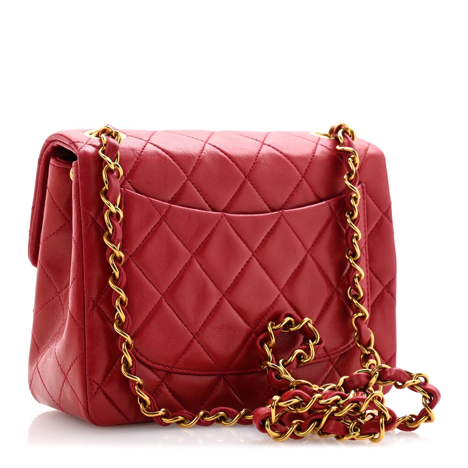 Lambskin Quilted Mini Square Flap Scarlet — view 3