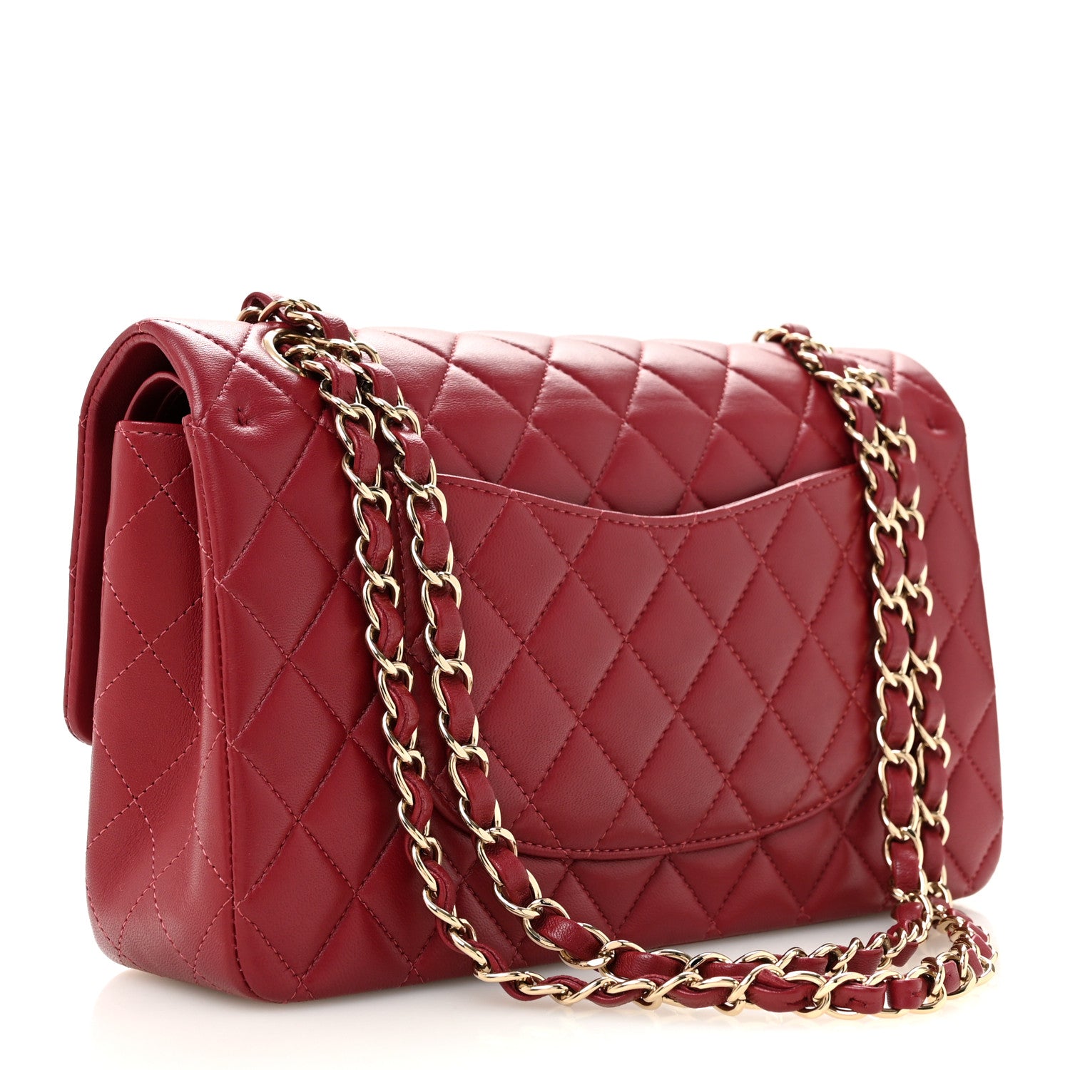 Lambskin Quilted Medium Double Flap Burgundy — view 3