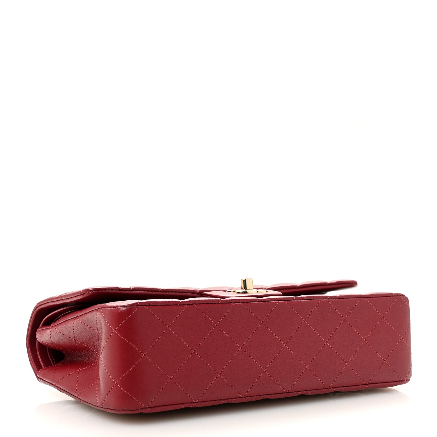 Lambskin Quilted Medium Double Flap Burgundy — view 4