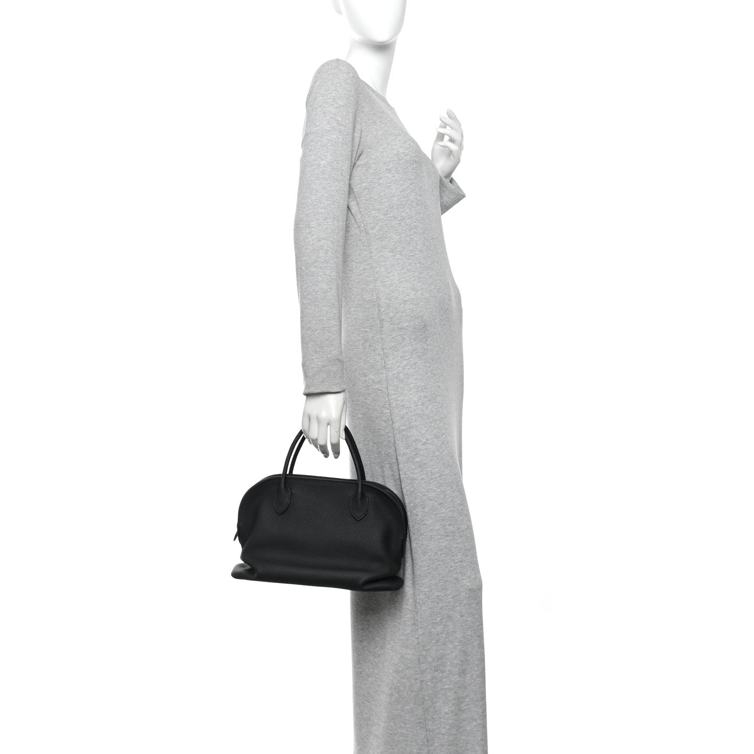 Matte Grained Calfskin Agnes Bag Black — view 2