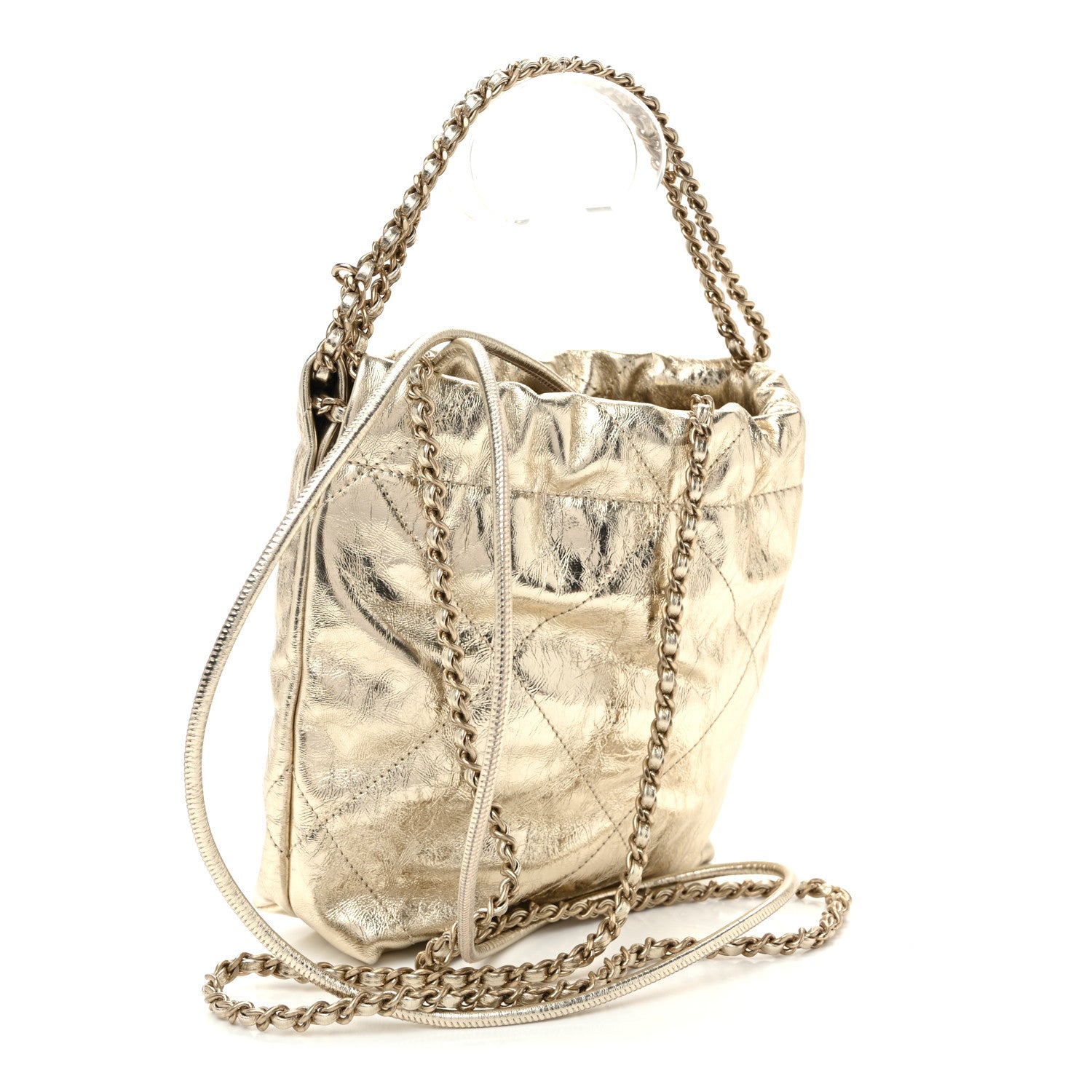 Metallic Calfskin Quilted Mini Chanel 22 Golden — view 3