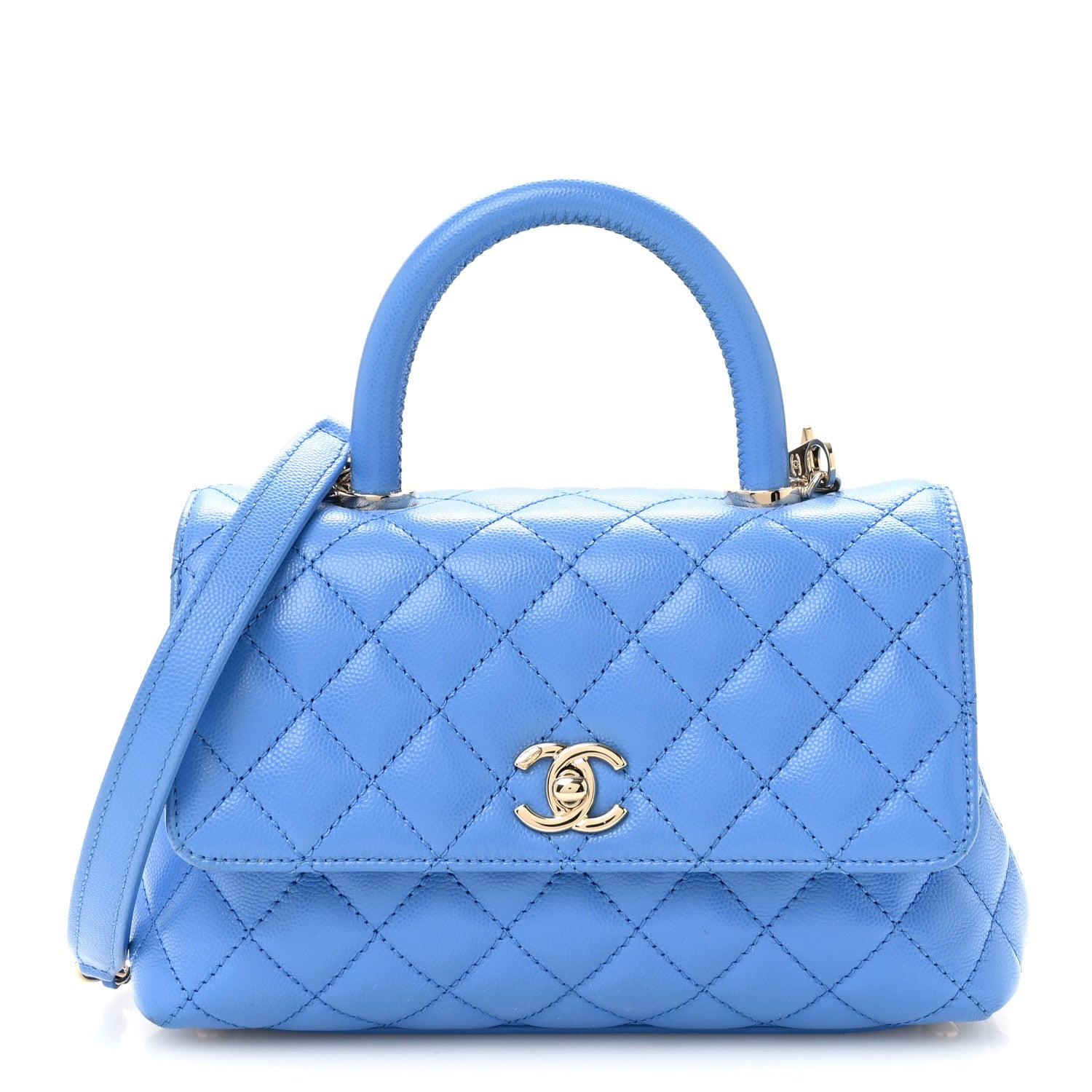 Caviar Quilted Mini Coco Handle Flap Blue