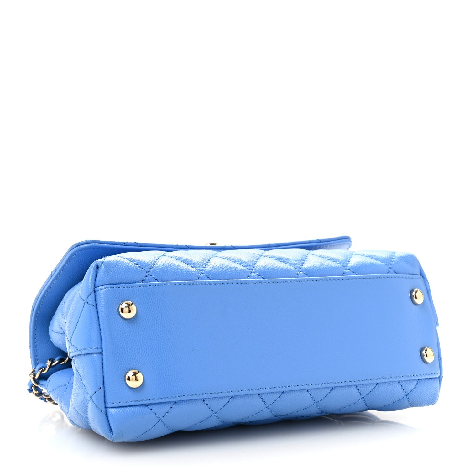Caviar Quilted Mini Coco Handle Flap Blue — view 3