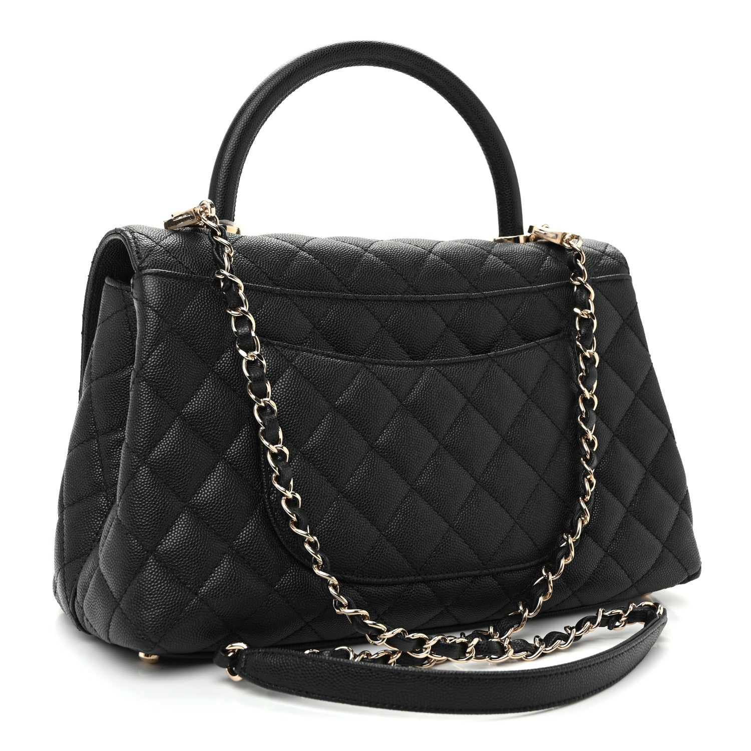 Caviar Quilted Small Coco Handle Flap Black — view 3