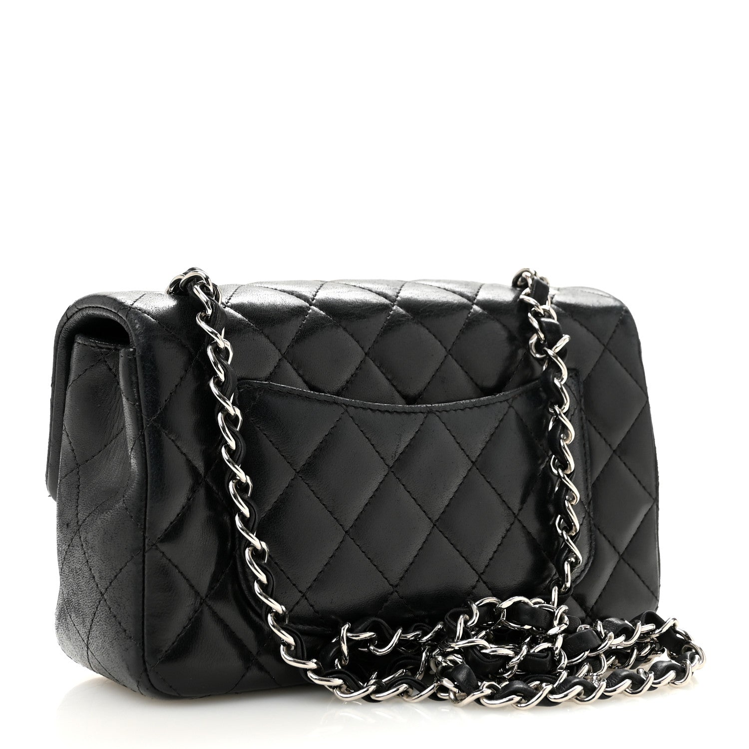 Lambskin Quilted Mini Rectangular Flap Black — view 3