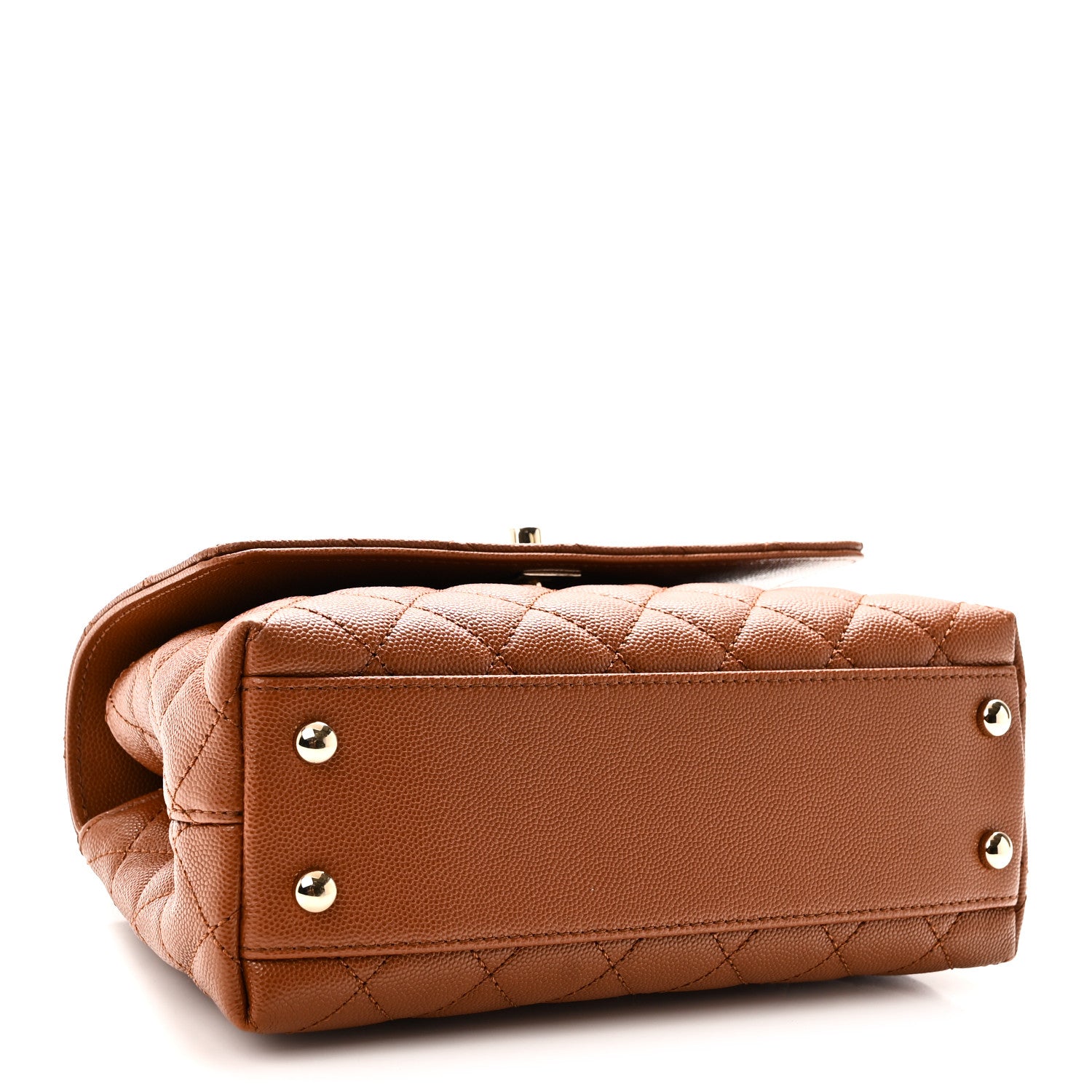 Caviar Quilted Mini Coco Chain Handle Flap Brown — view 4