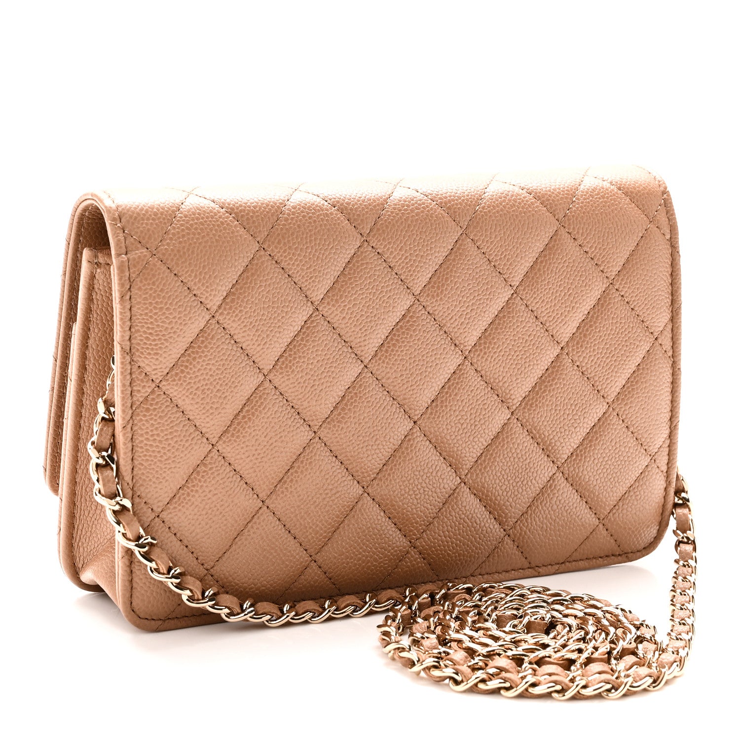 Caviar Quilted Multi Chain Wallet On Chain WOC Beige — view 3