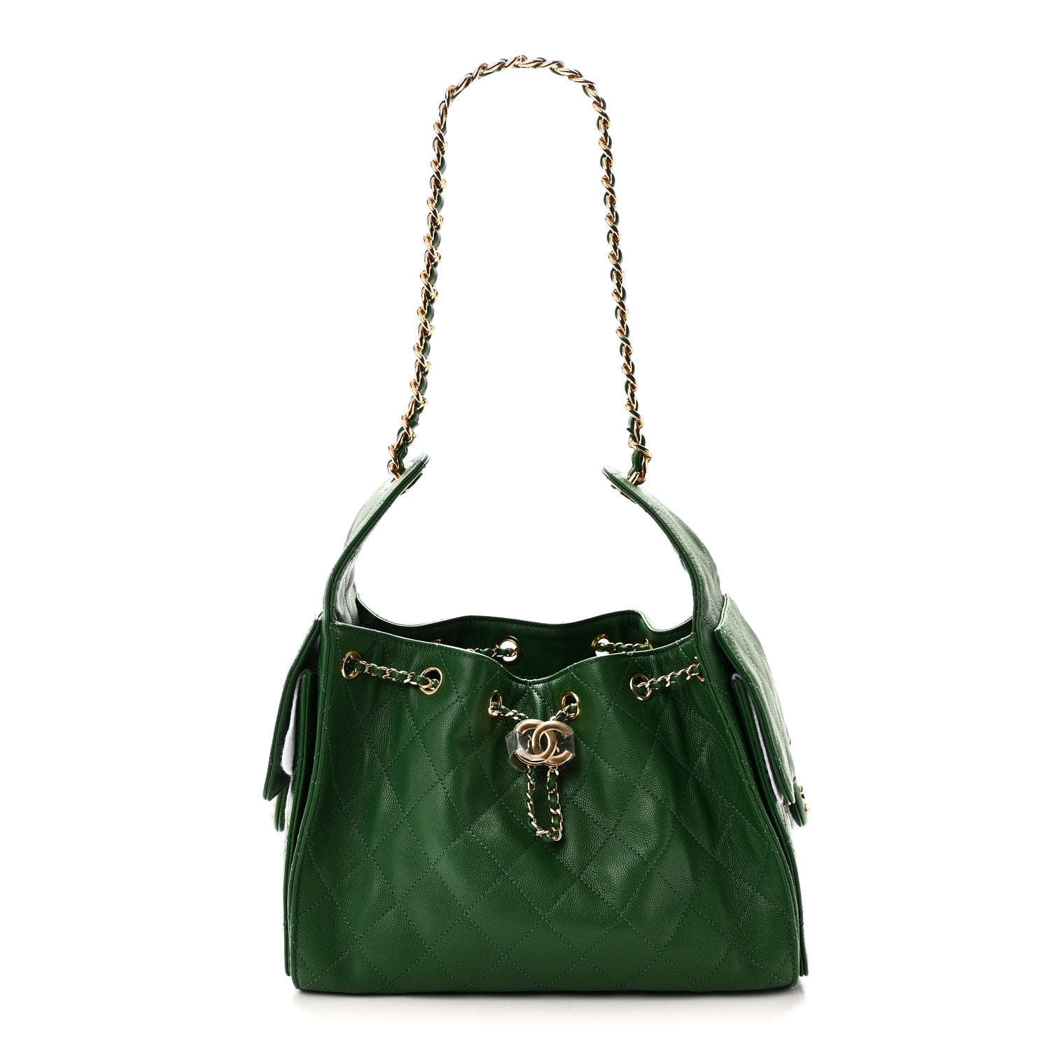 Caviar Quilted Small Chanel 25 Handbag Green — view 1