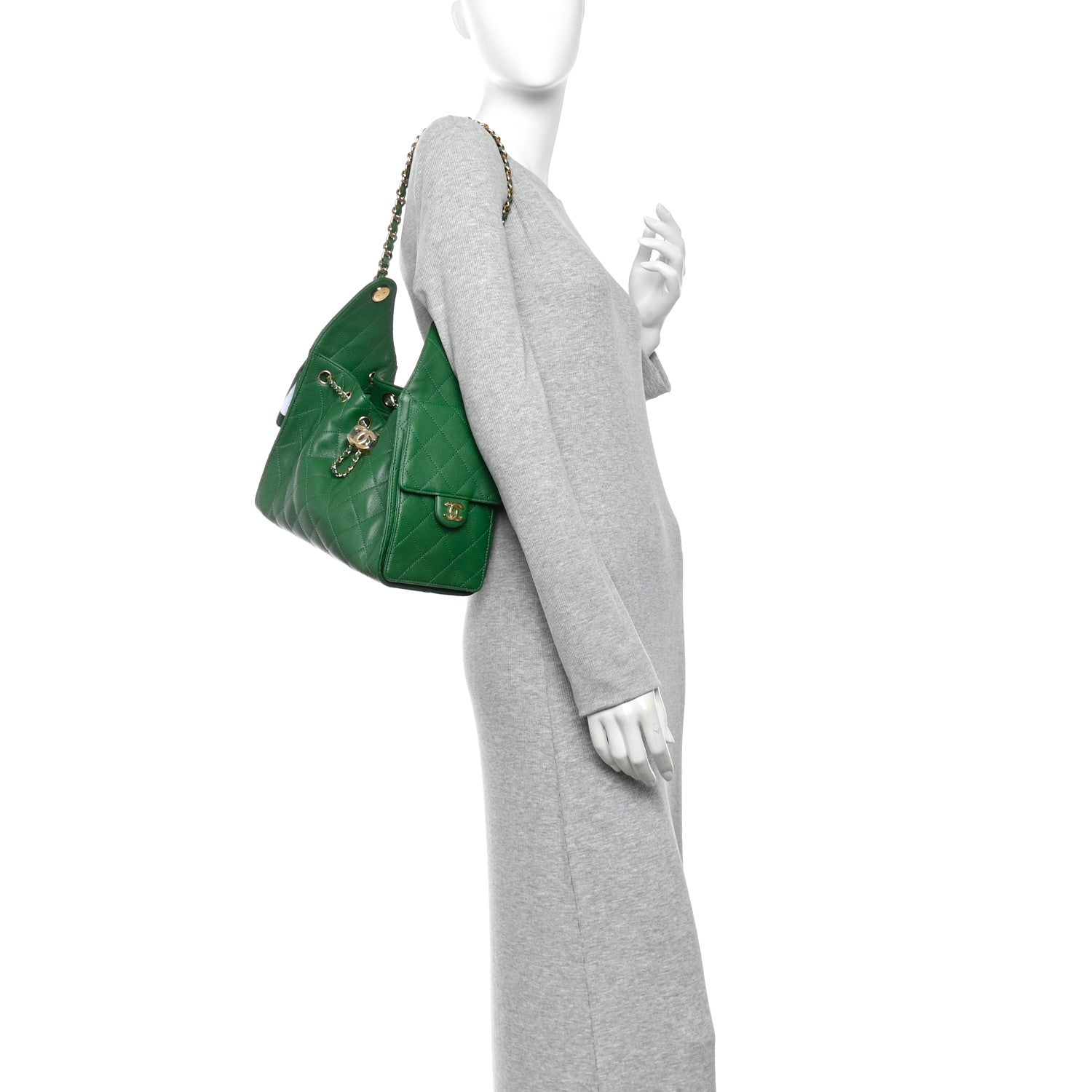 Caviar Quilted Small Chanel 25 Handbag Green — view 2