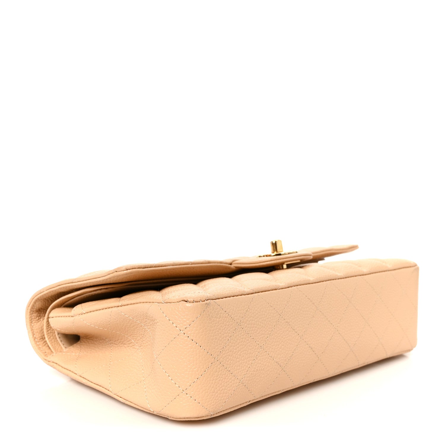 Caviar Quilted Medium Double Flap Beige — view 4