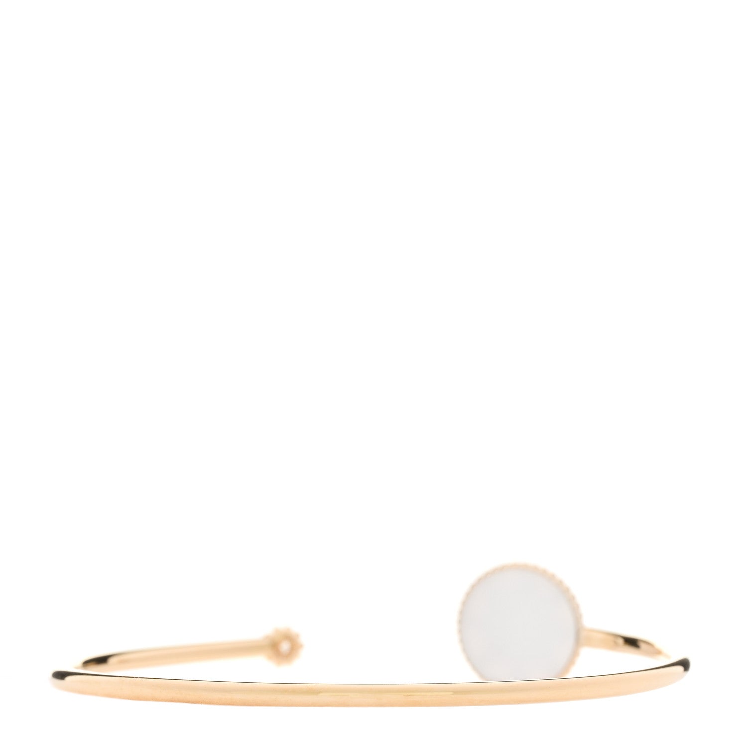 18K Yellow Gold Diamond Mother of Pearl Rose Des Vents Cuff Bracelet — view 2