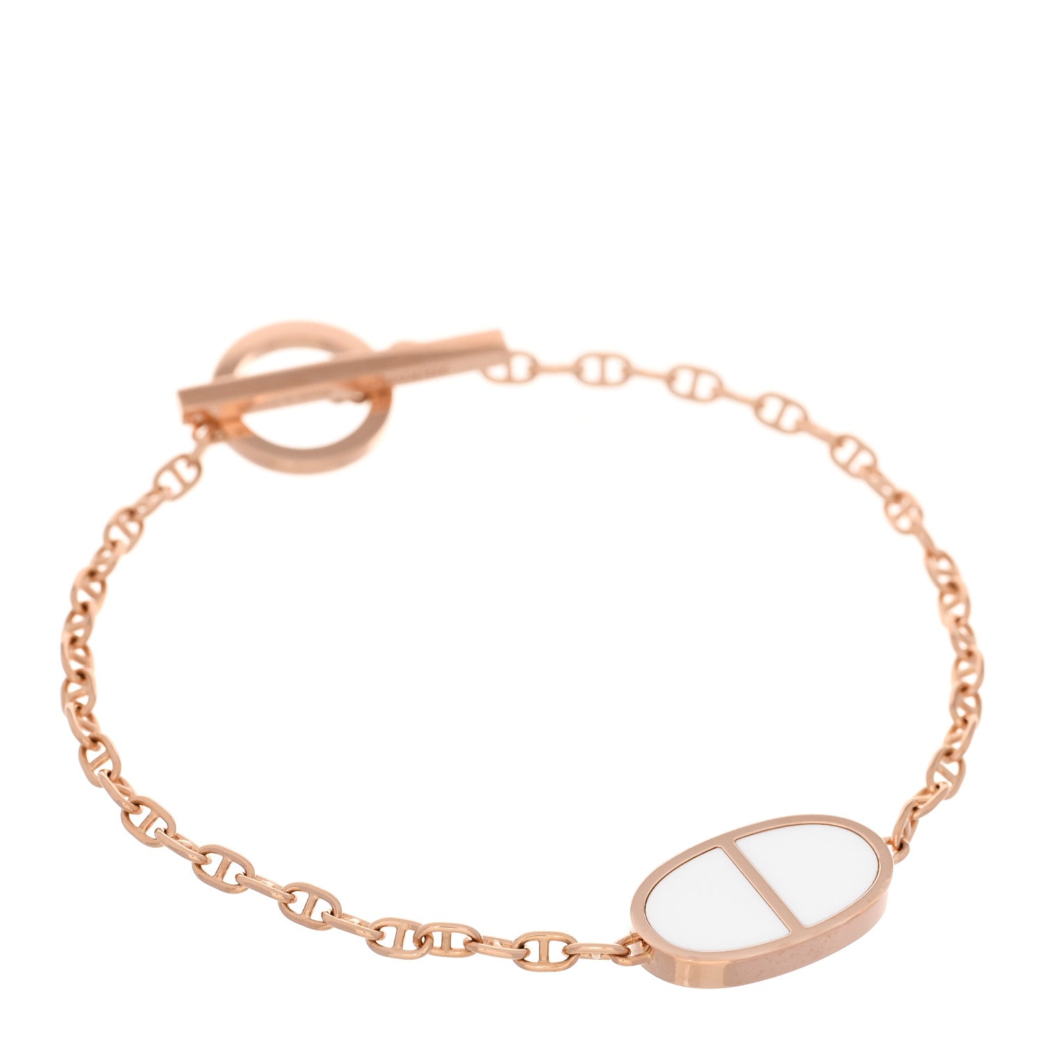18K Rose Gold White Ceramic Chaine d'Ancre Verso Bracelet SH