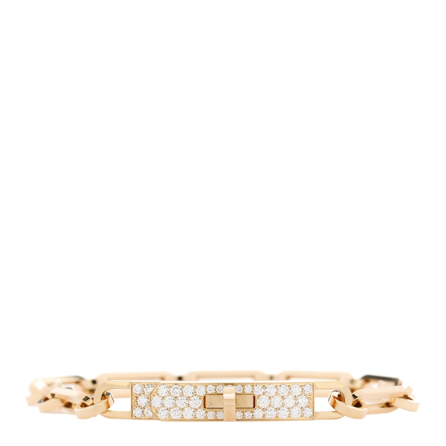 18K Yellow Gold Diamond Pave PM Kelly Chaine Bracelet ST