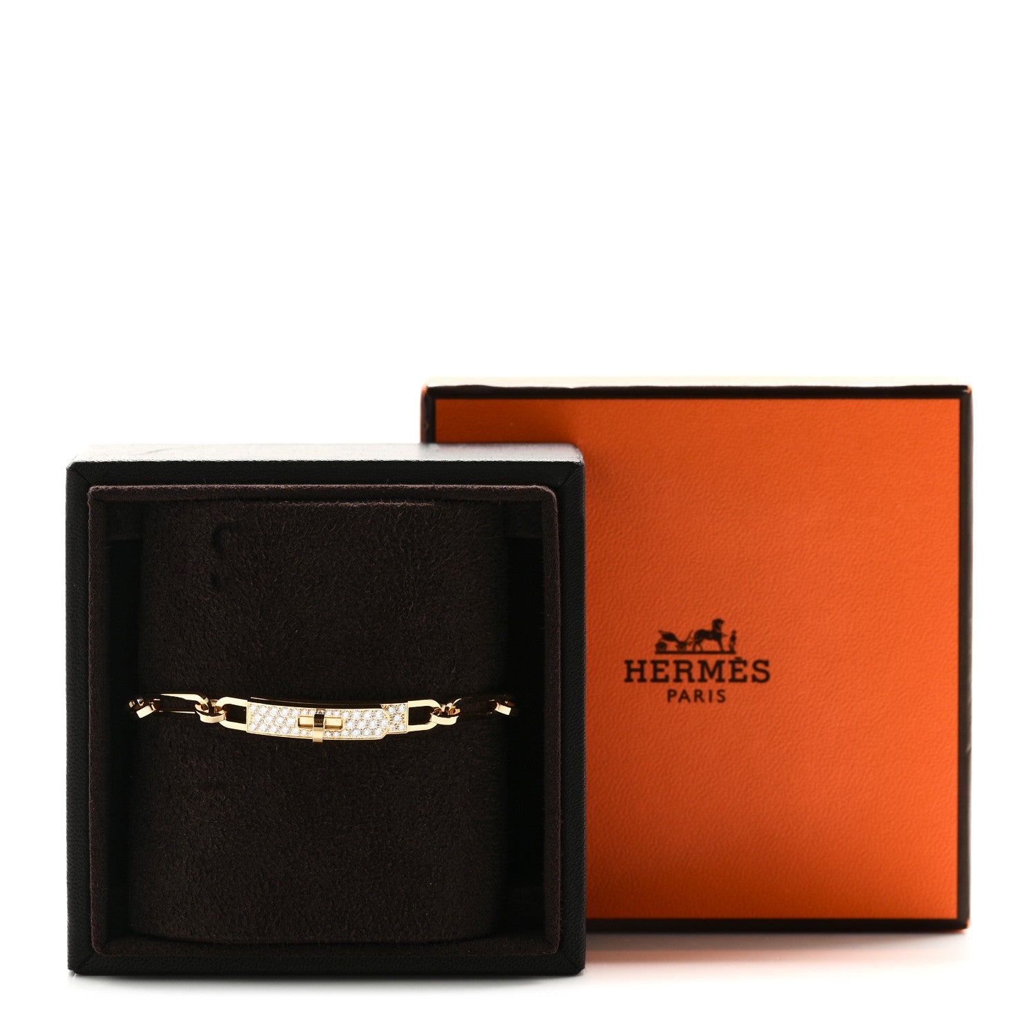 18K Yellow Gold Diamond Pave PM Kelly Chaine Bracelet ST — view 4