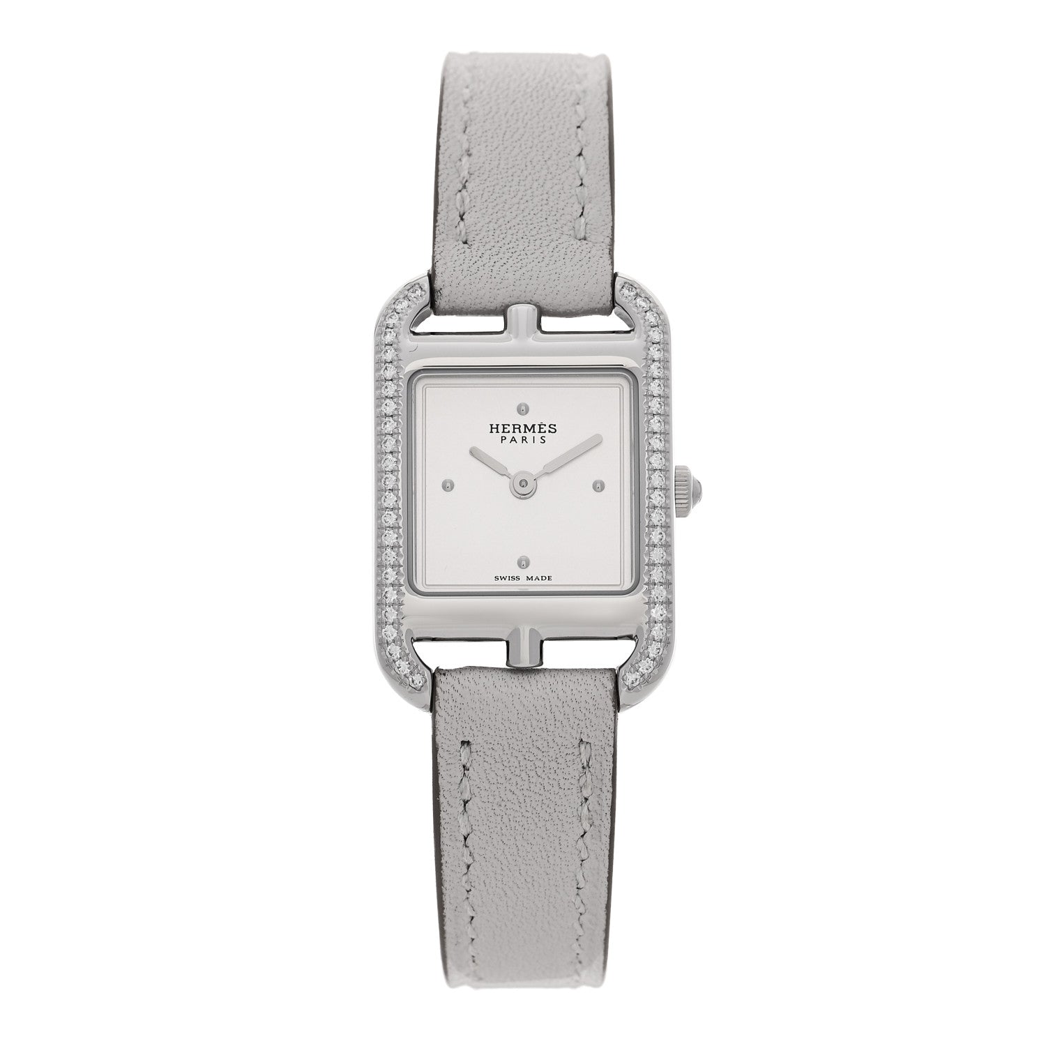 Stainless Steel Athena Diamond Bezel 21mm Cape Cod Quartz Watch Gris Perle