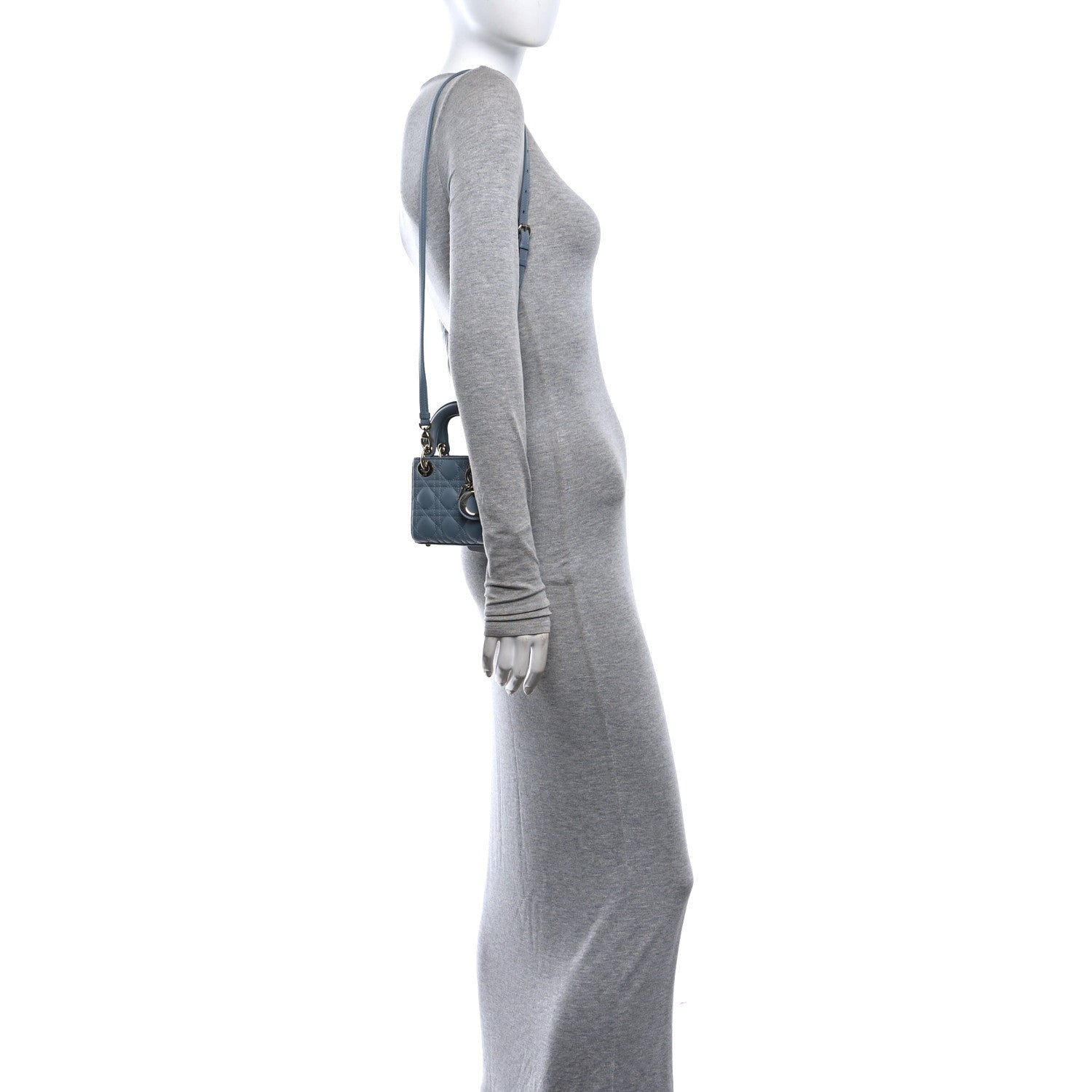 Lambskin Cannage Micro Lady Dior Cloud Blue — view 2