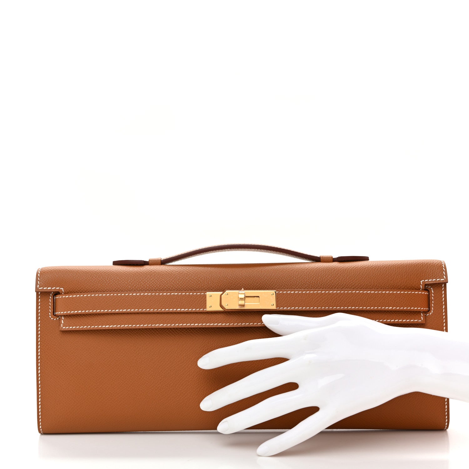 Epsom Kelly Cut Clutch Pochette Gold — view 2