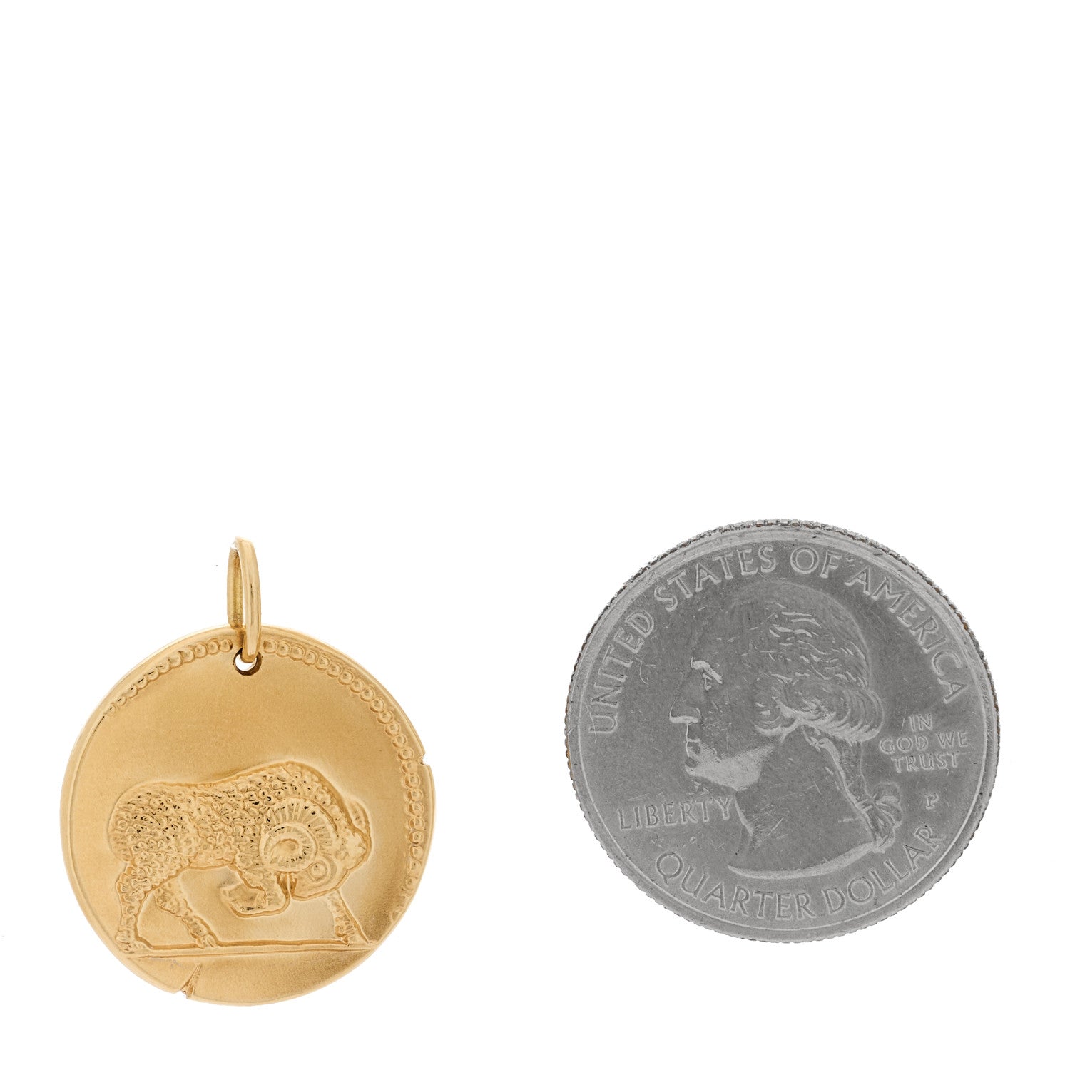 18K Yellow Gold Zodiac Aries Pendant — view 2