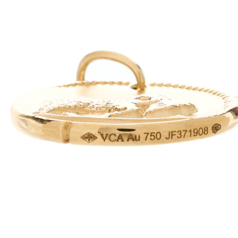 18K Yellow Gold Zodiac Aries Pendant — view 4