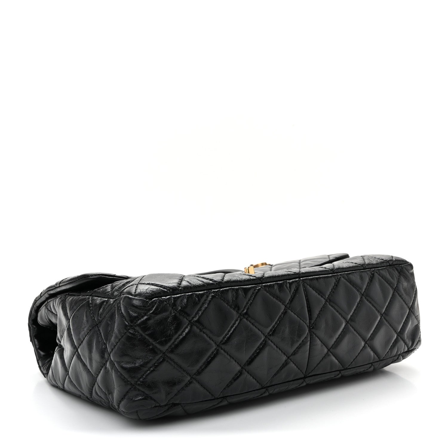Glazed Calfskin Castle Rock Medium Flap Black — view 4
