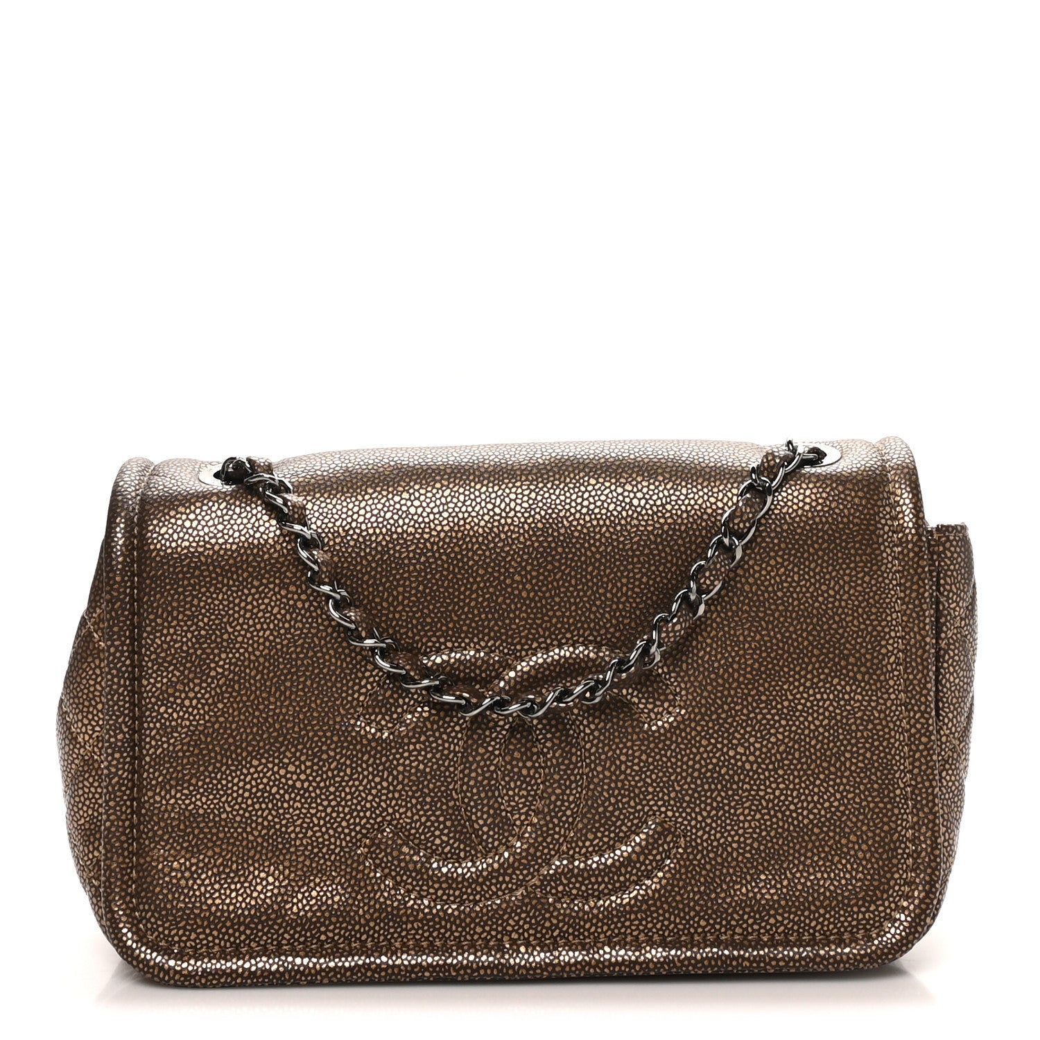 Metallic Caviar Medium Timeless CC Flap Bronze Bronze