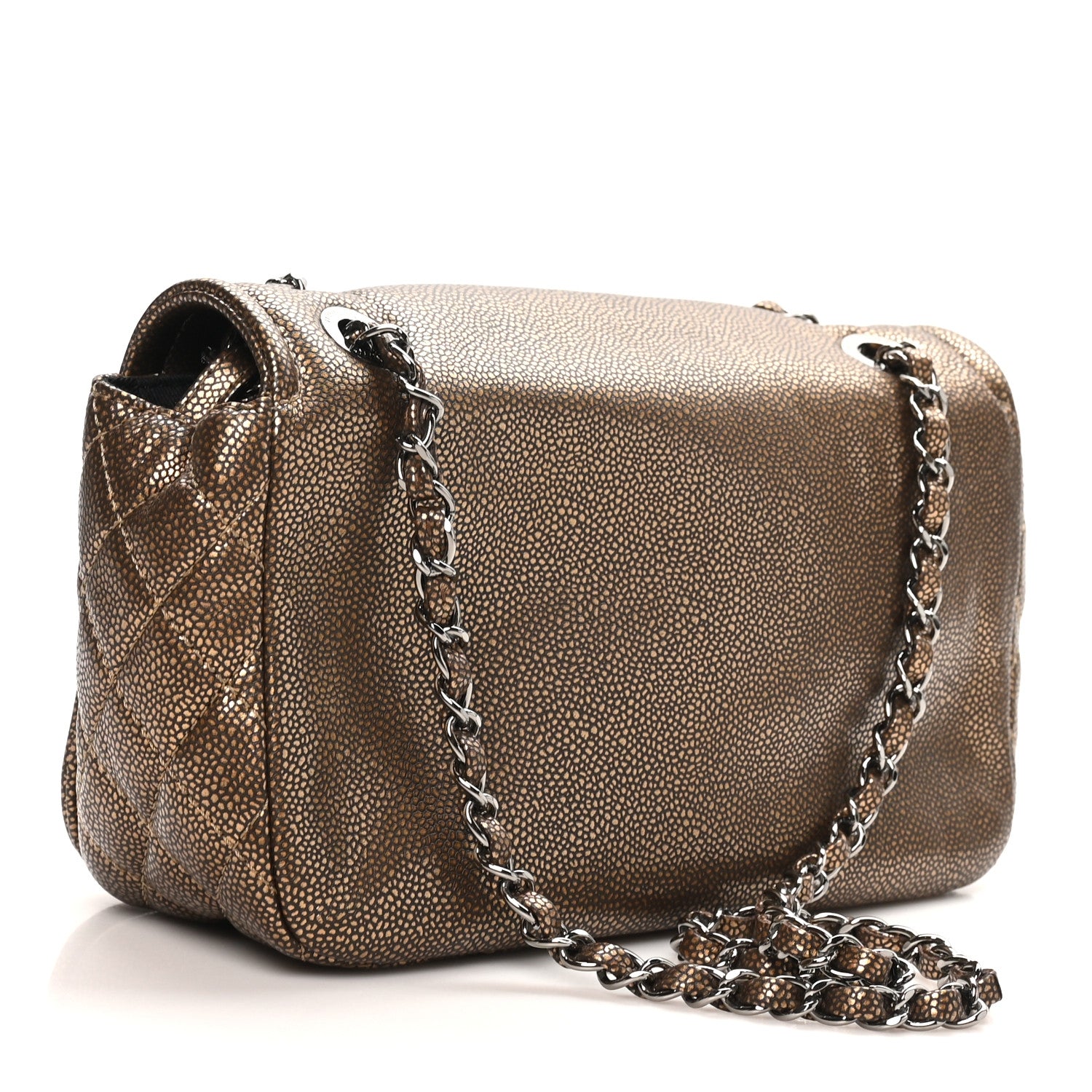 Metallic Caviar Medium Timeless CC Flap Bronze Bronze — view 3