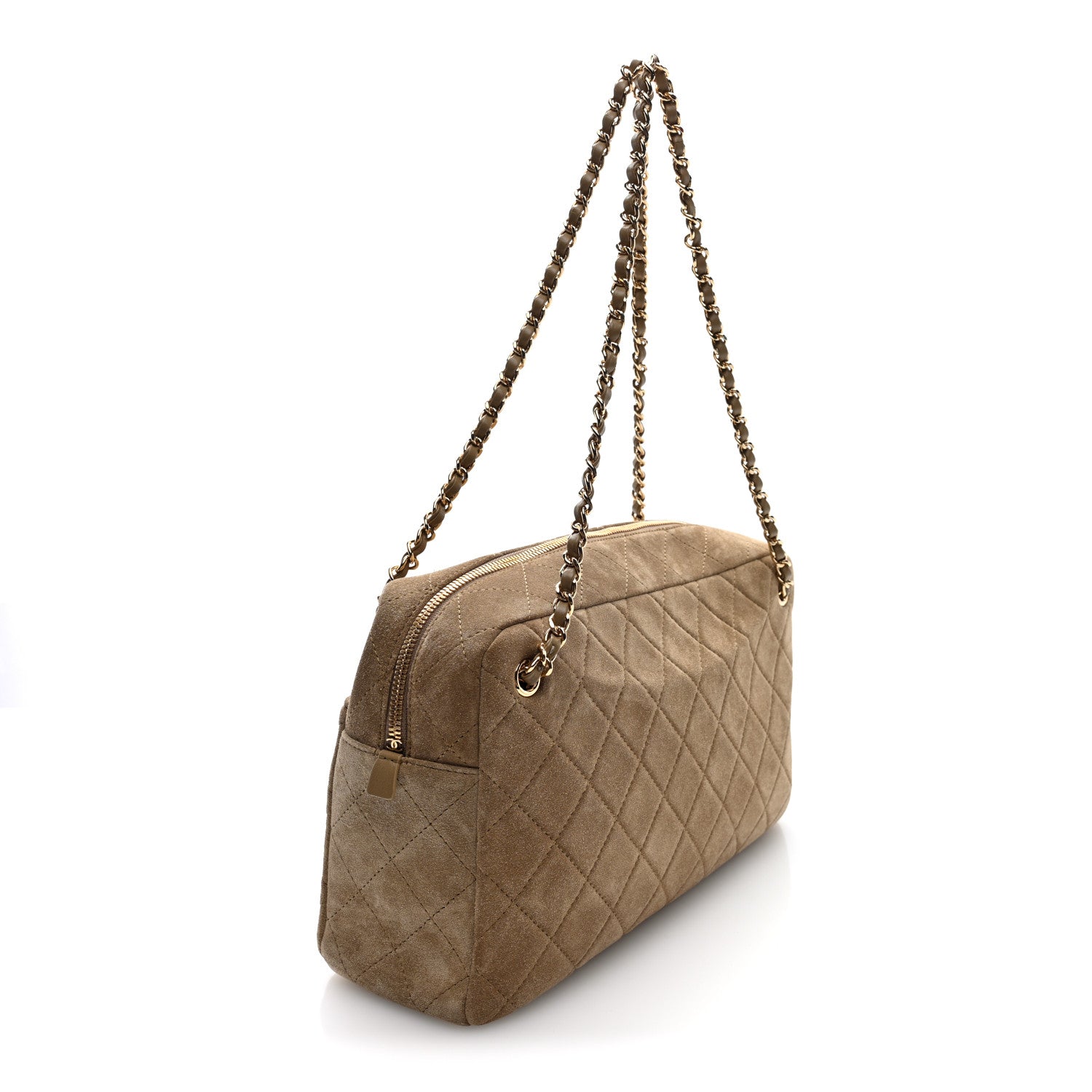 Suede Calfskin Quilted Camerissimo Camera Case Dark Khaki — view 3